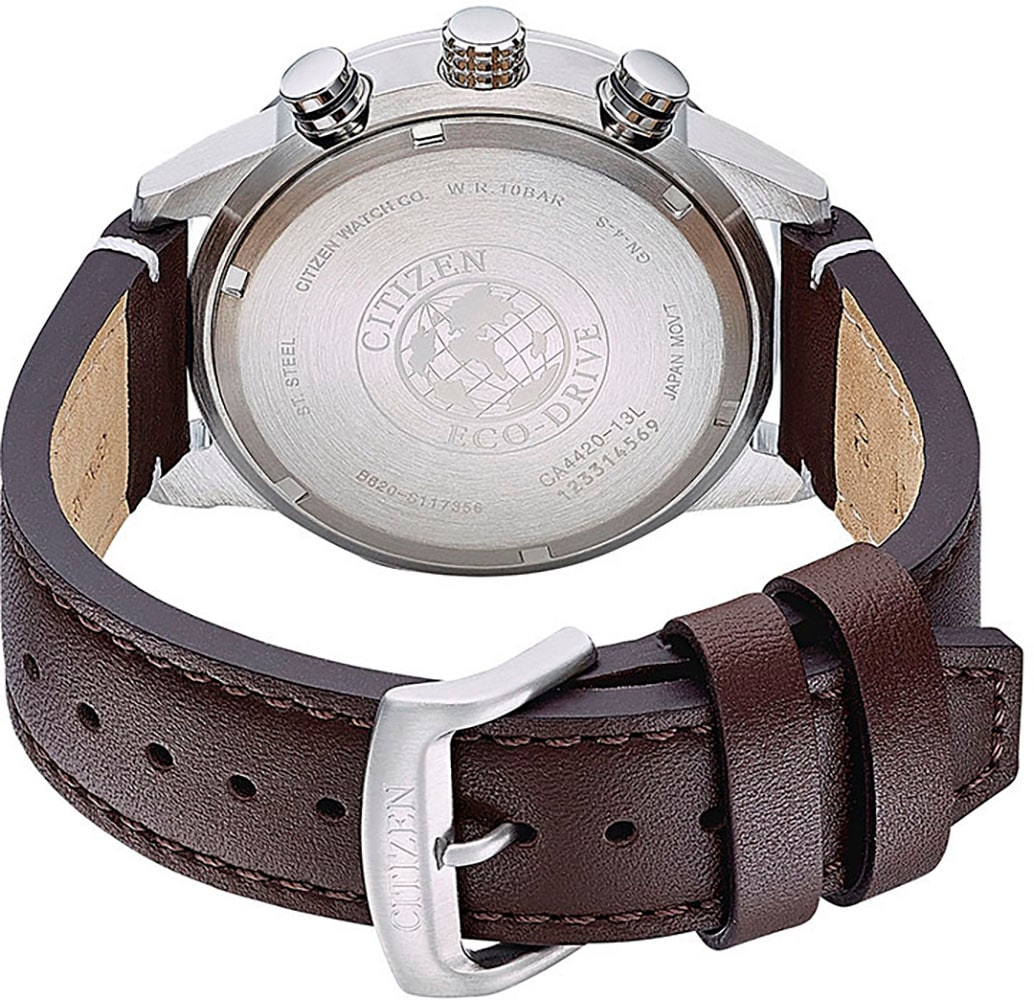 Citizen Chronograph, Armbanduhr, Herrenuhr, Solar, Stoppfunktion, Lederarmband