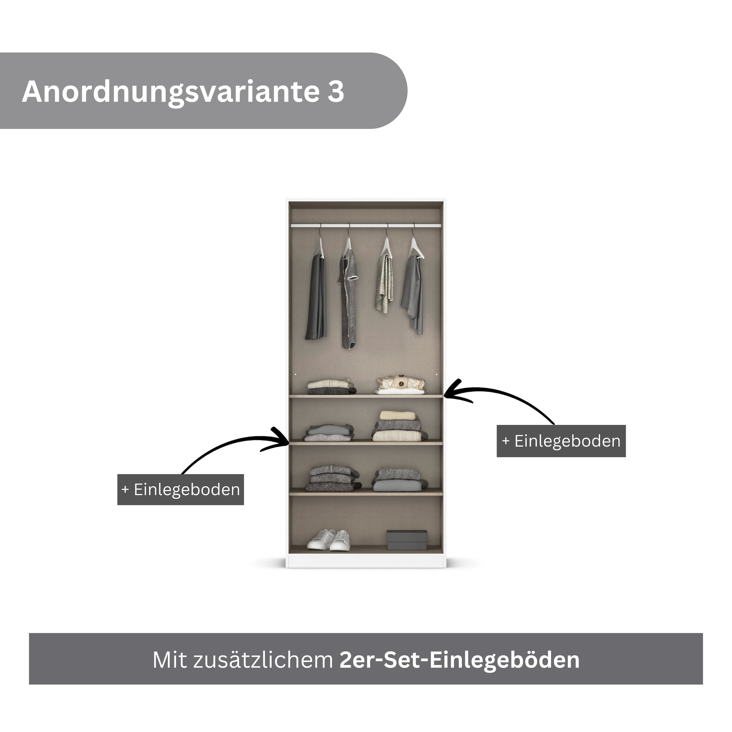 rauch Drehtürenschrank »Kleiderschrank Schrank Garderobe AGORDO mit Dekor- oder Hochglanzfront«, (in zwei Griff-Farben), durchdachte Innenausstattung, in 6 Breiten und 2 Höhen MADE IN GERMANY