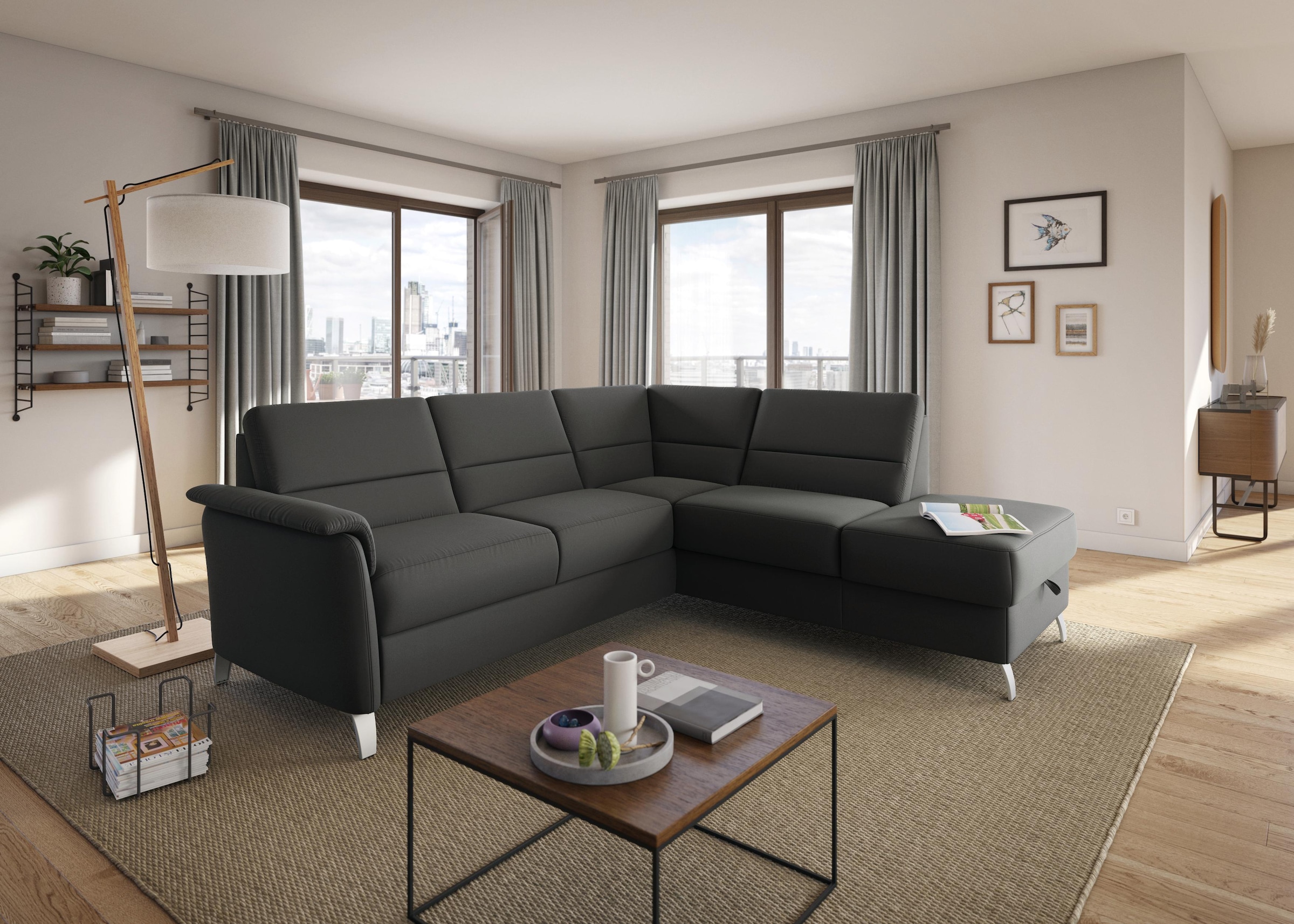 sit&more Ecksofa »Palmera L-Form, B: 236 cm«, optional Bettfunktion & Bettkasten, Federkern