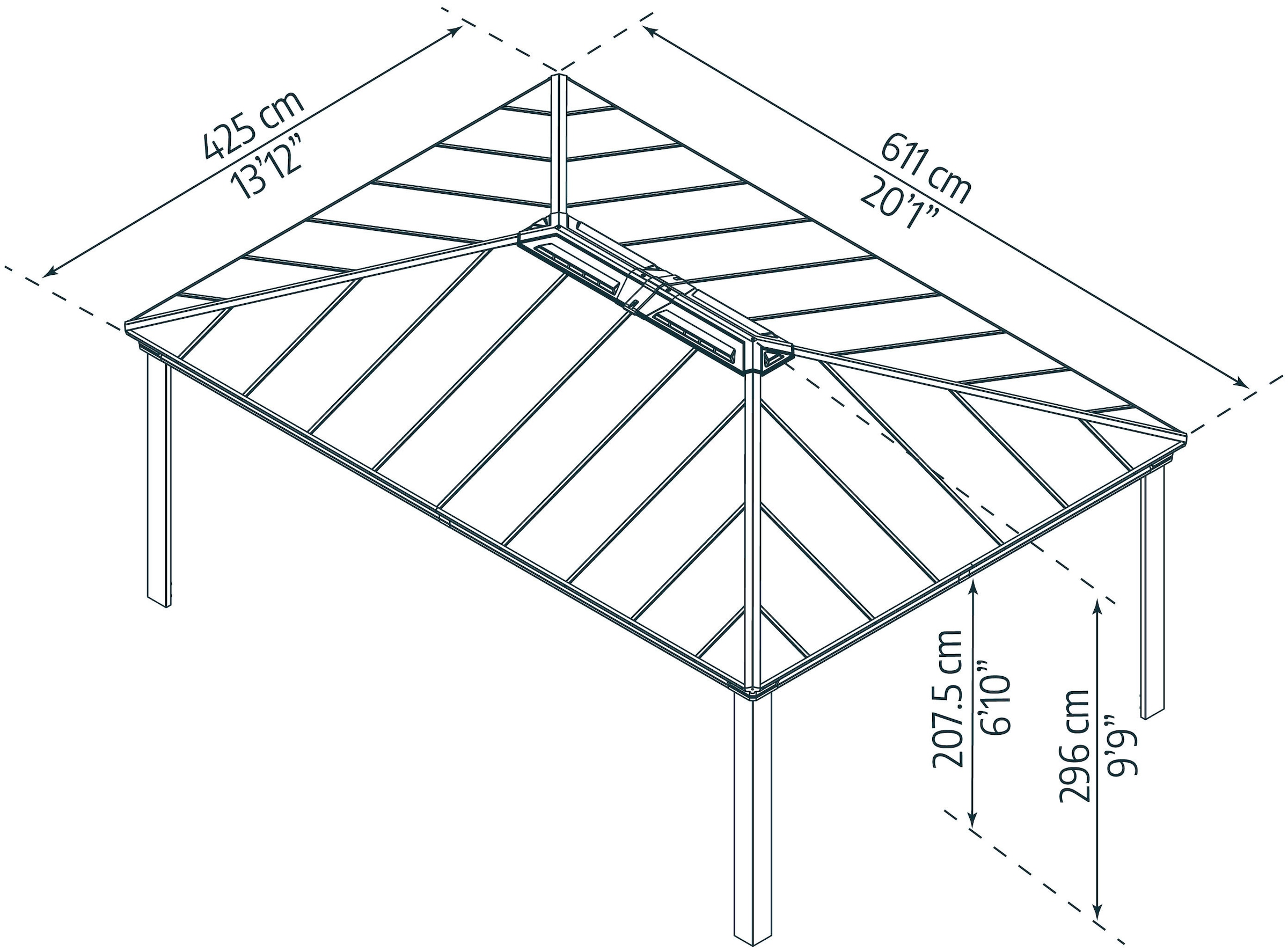 Palram - Canopia Pavillon »Dallas«, 611,5 x 425,5cm, Anthrazit