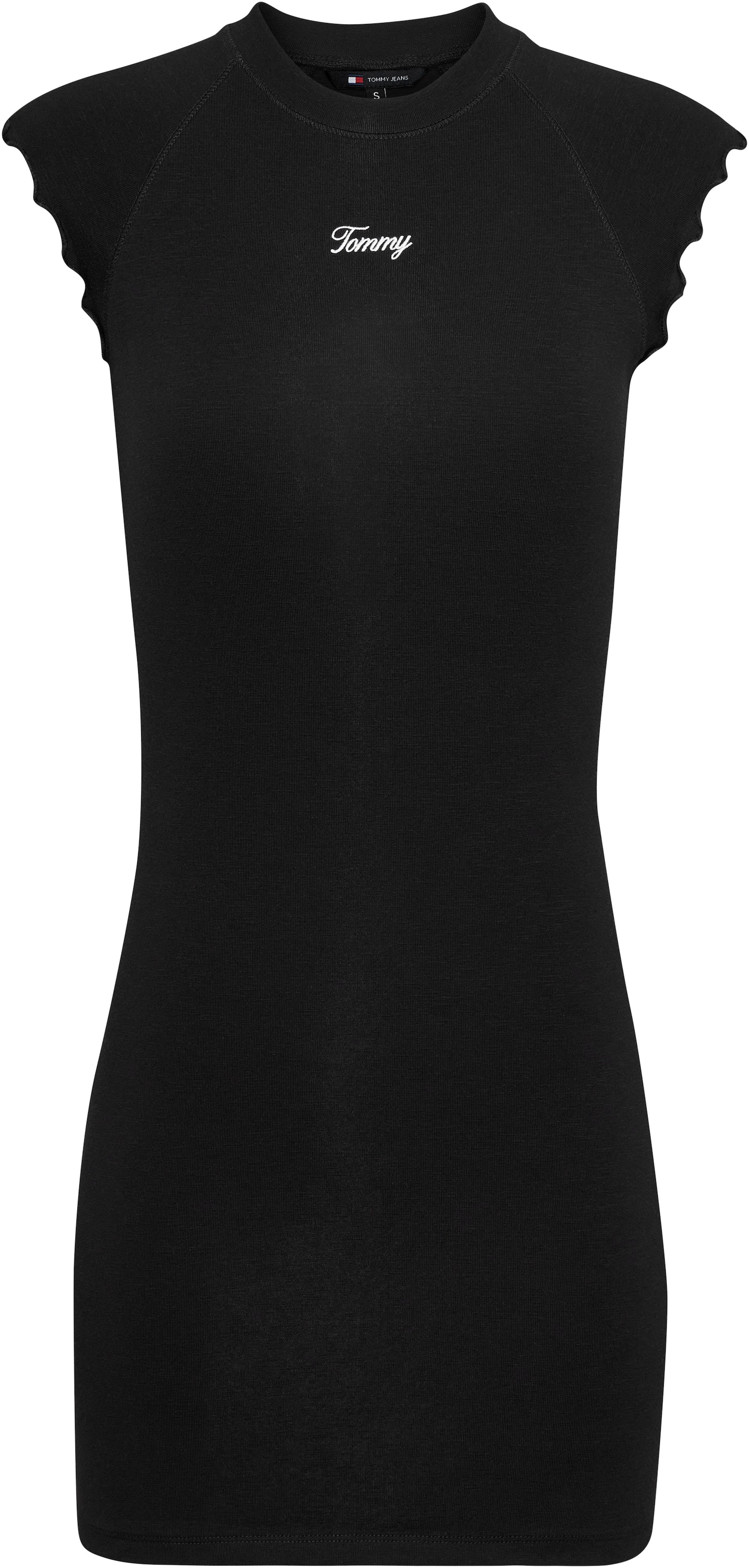 Tommy Jeans Jerseykleid »TJW RUCHE SCRIPT BODYCON DRESS«, mit gefransten Ärmeln