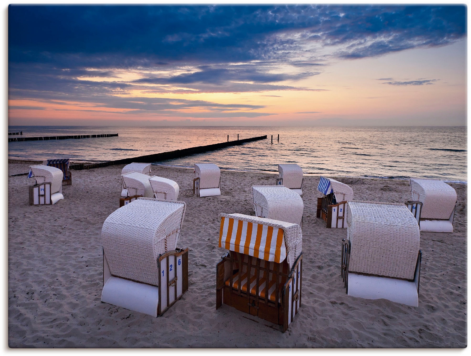 Artland Leinwandbild »Strandkörbe an der Ostsee«, Strand, (1 St.), auf Keilrahmen gespannt