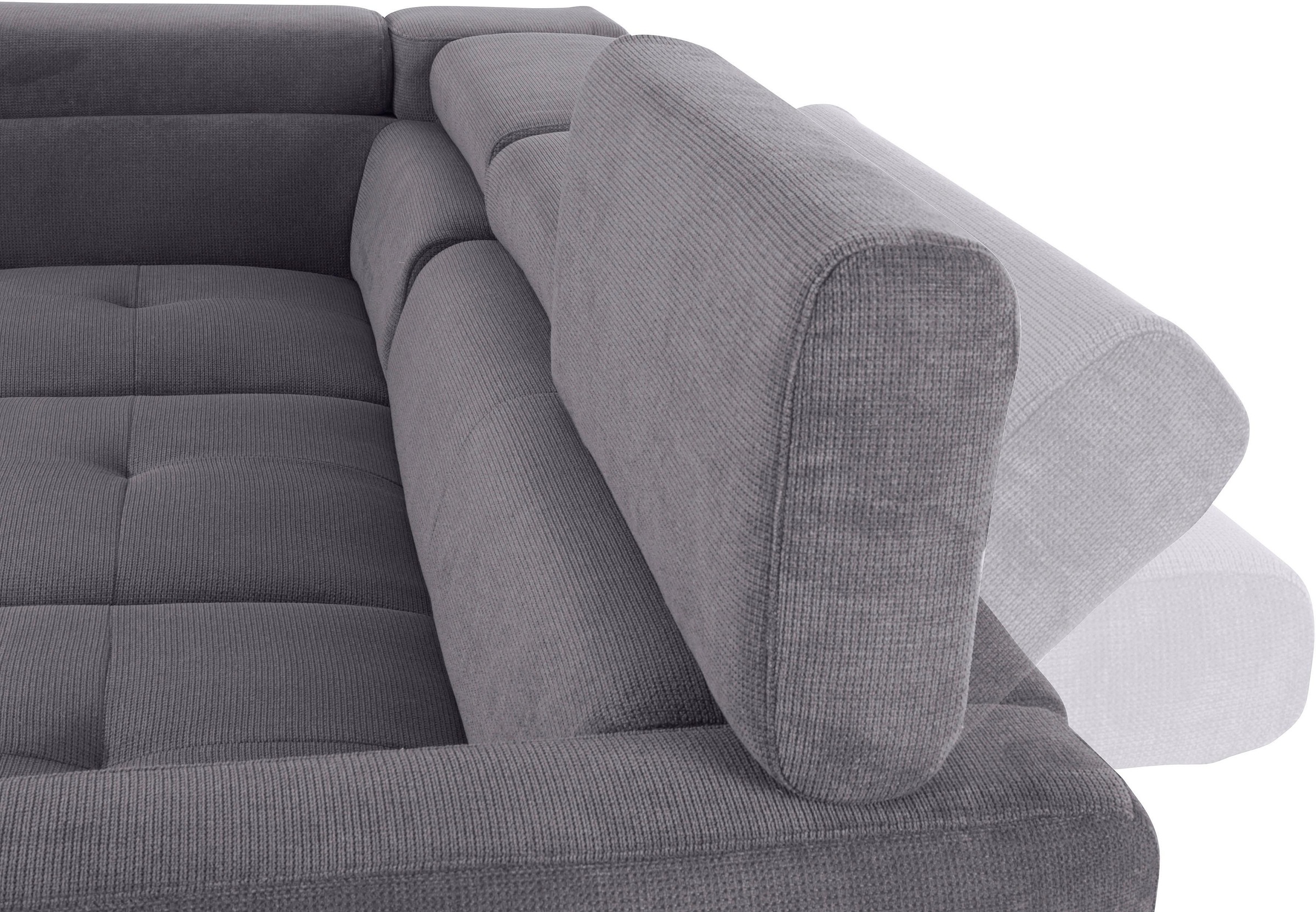 COTTA Ecksofa »Sammy L-Form«, mit Kopfteilverstellung, wahlweise mit Bettfunktion & Bettkasten