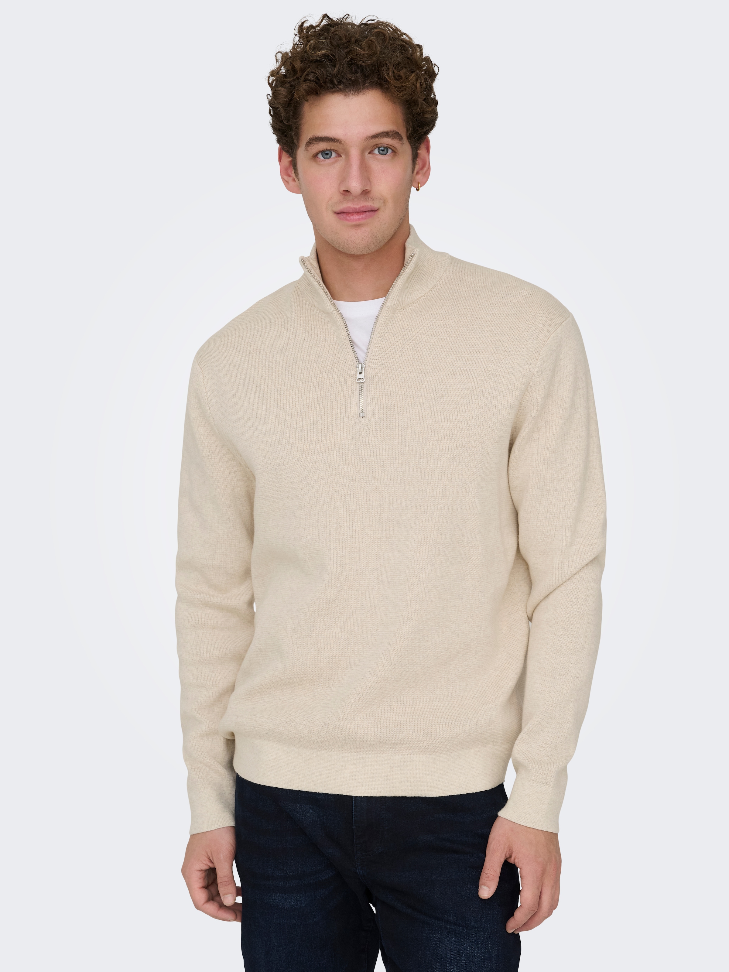 ONLY & SONS Troyer »ONSTING LIFE REG HALF ZIP KNIT NOOS« Baumwolle, regular fit
