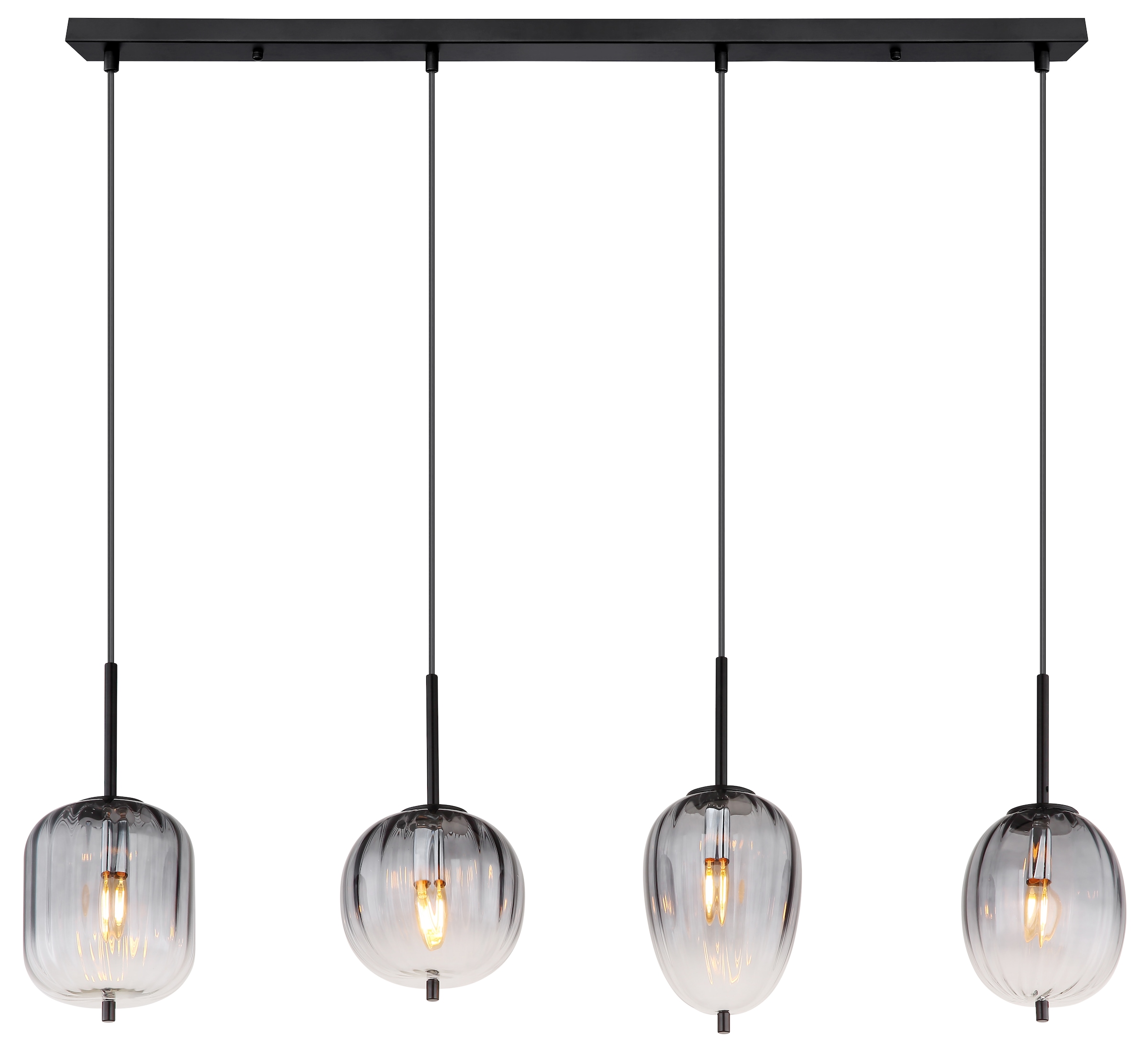 GLOBO LIGHTING Hängeleuchte »ATTILA«, Leuchtmittel E14 | ohne Leuchtmittel, Hängelampe/Pendelleuchte/verschiedene Gläser/Glas rauchfarben