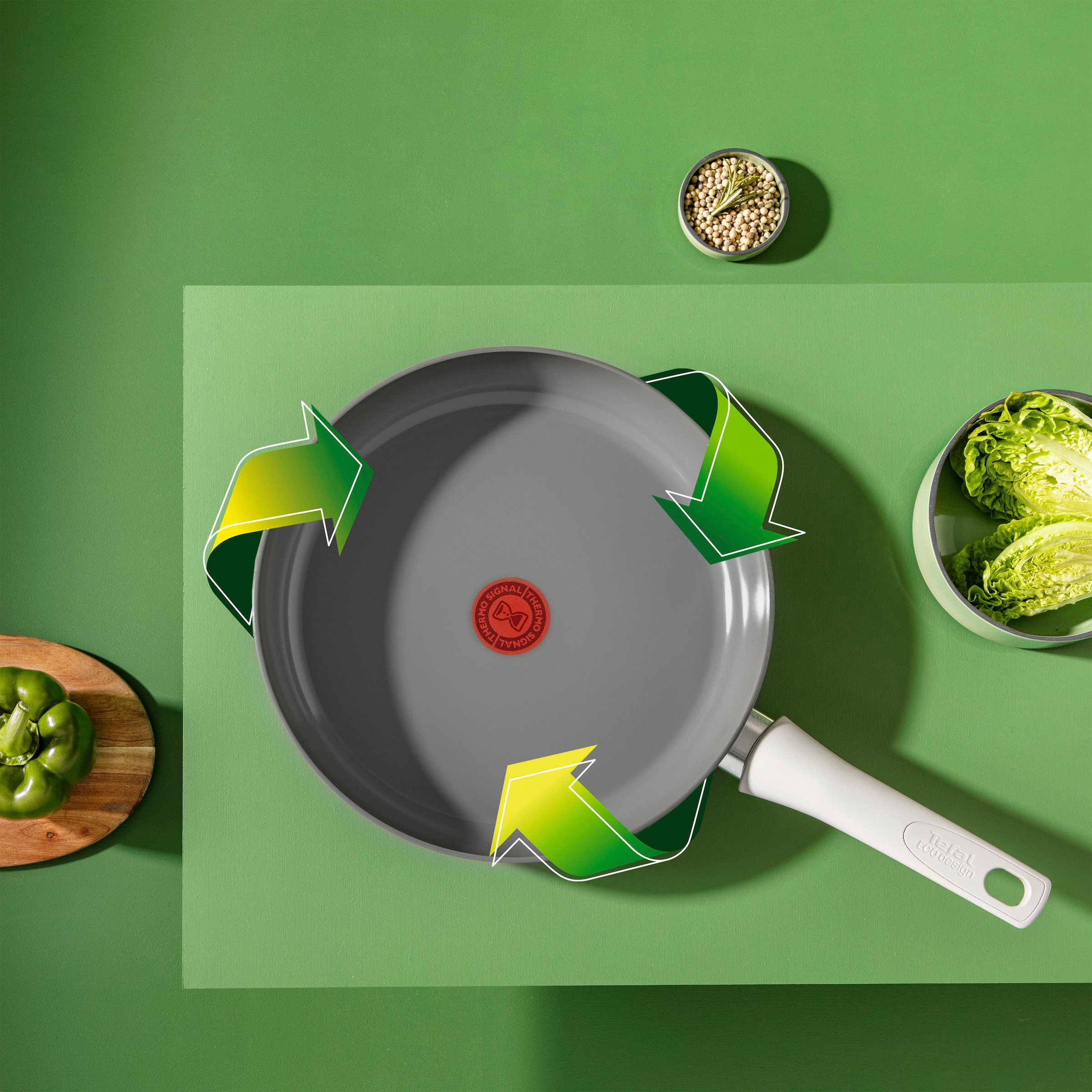 Tefal Bratpfanne »Renew On induktionsgeeignet, Made in France«, Aluminium, (1 tlg.), umweltfreundlich, Thermo-Signal bei idealer Brattemperatur