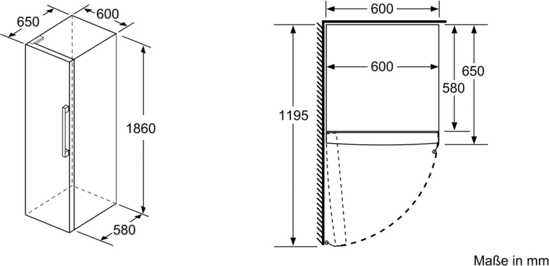 SIEMENS European Side-by-Side, 186 cm hoch, 120 cm breit