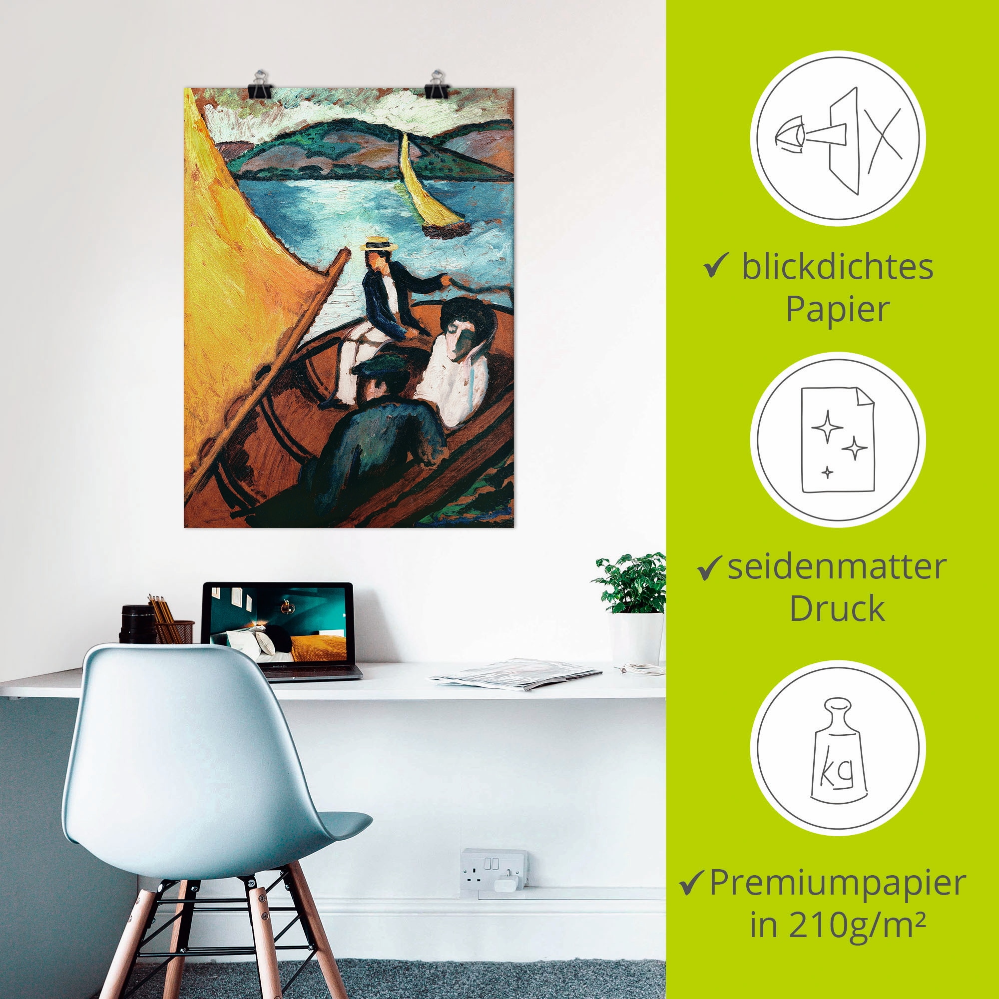 Artland Kunstdruck »Segelboot, Tegernsee«, Gruppen & Familien, (1 St.), als Leinwandbild, Wandaufkleber oder Poster in versch. Größen