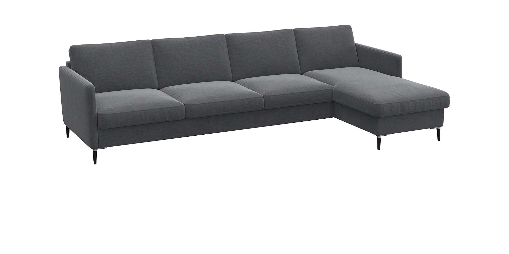 FLEXLUX Ecksofa »Fiore, L-Form, bequem und komfortabel durch hochwertigem Sitzaufbau«, schmale Armlehnen, Kaltschaum, Füße Alu+schwarz