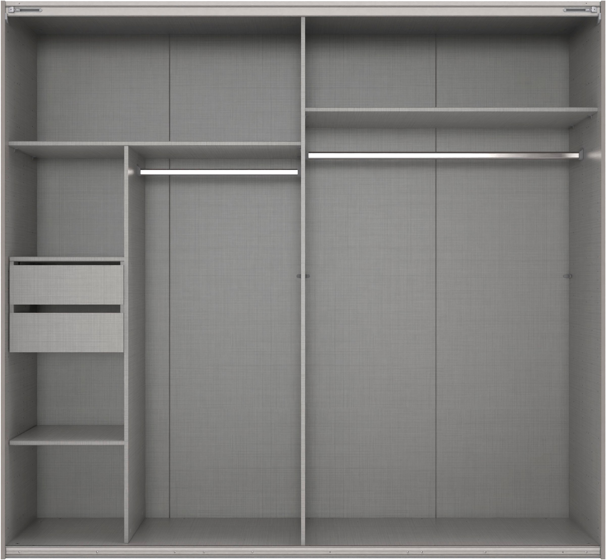 Wimex Schwebetürenschrank »Mugano, Made in Germany, Lieferung bis in Deine Etage und Stellort«, (wähle Deine Ausstattung: Basic oder Premium!), 3 Schwebetüren, große Größen, mit oder ohne Spiegel, Metallgriffe