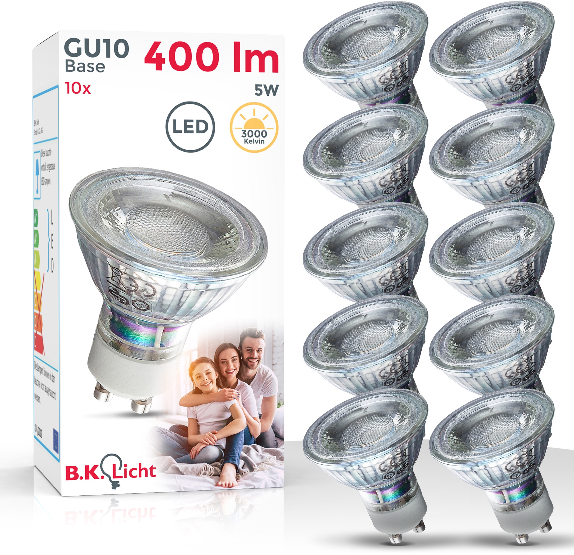 LED-Leuchtmittel, GU10, 10 St., Warmweiß, LED Lampe Glüh-Birne Reflektor-Form 5W 400...