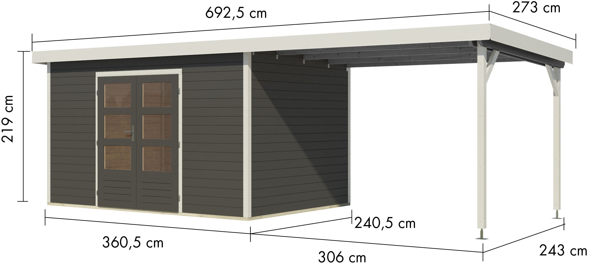 Karibu Gartenhaus »Pluto 7 B«, aus hochwertigen Materialien