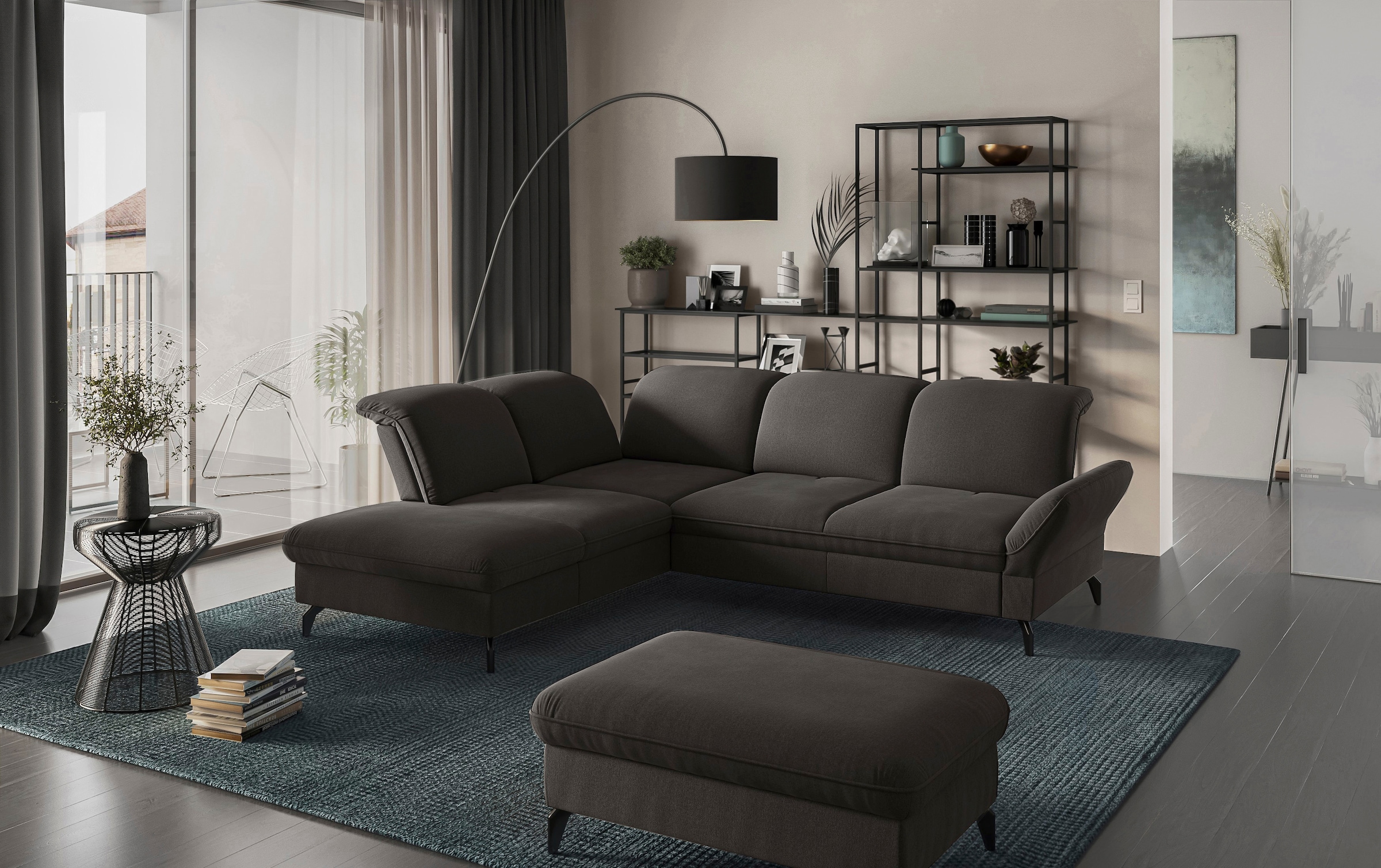 sit&more Ecksofa »Leandro L-Form«, Wahlweise mit Bett-, Kopfteil - und Armlehnfunktion, sowie Stauraum