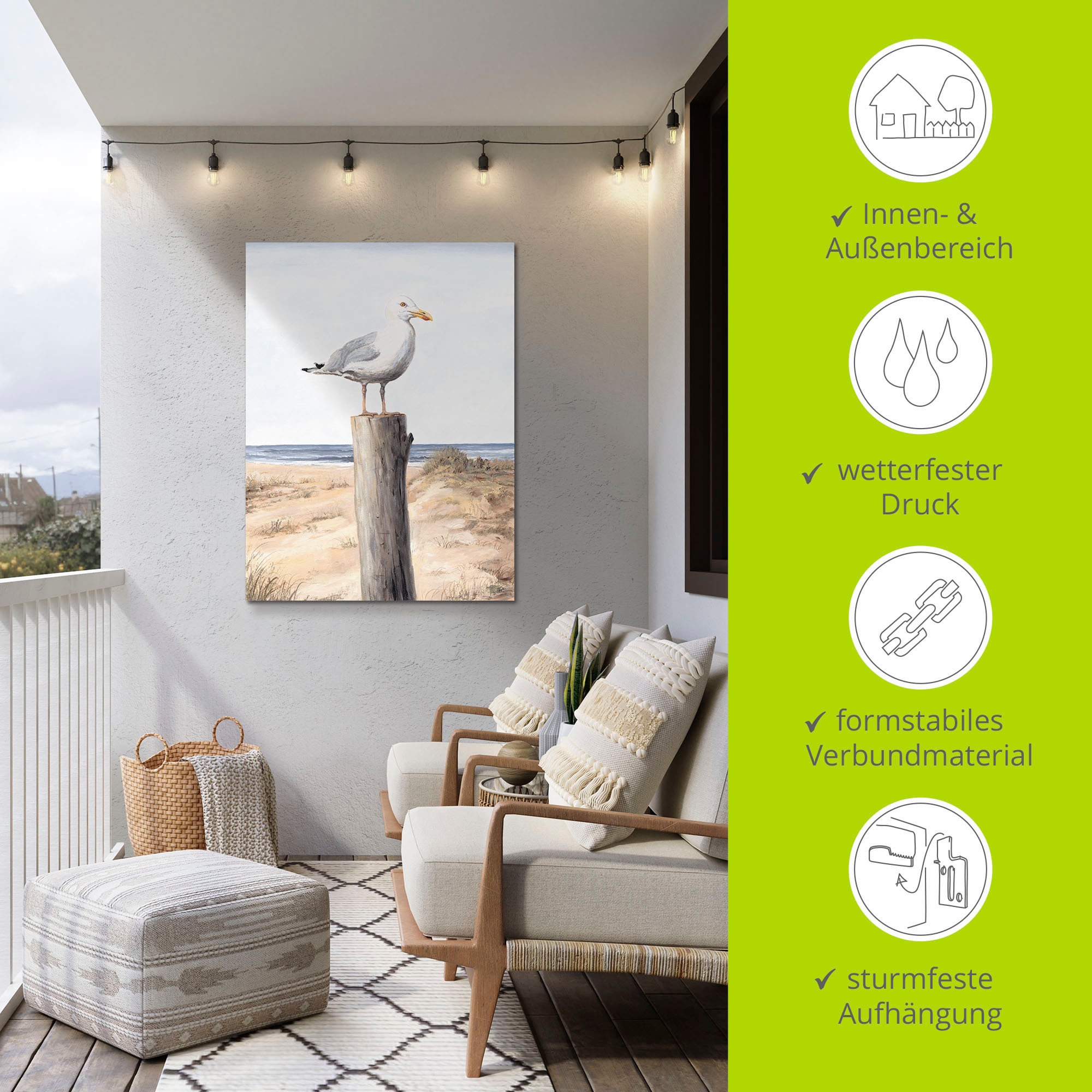 Artland Wandbild »Möwe«, Vögel, (1 St.), als Alubild, Outdoorbild, Leinwandbild, Poster, Wandaufkleber