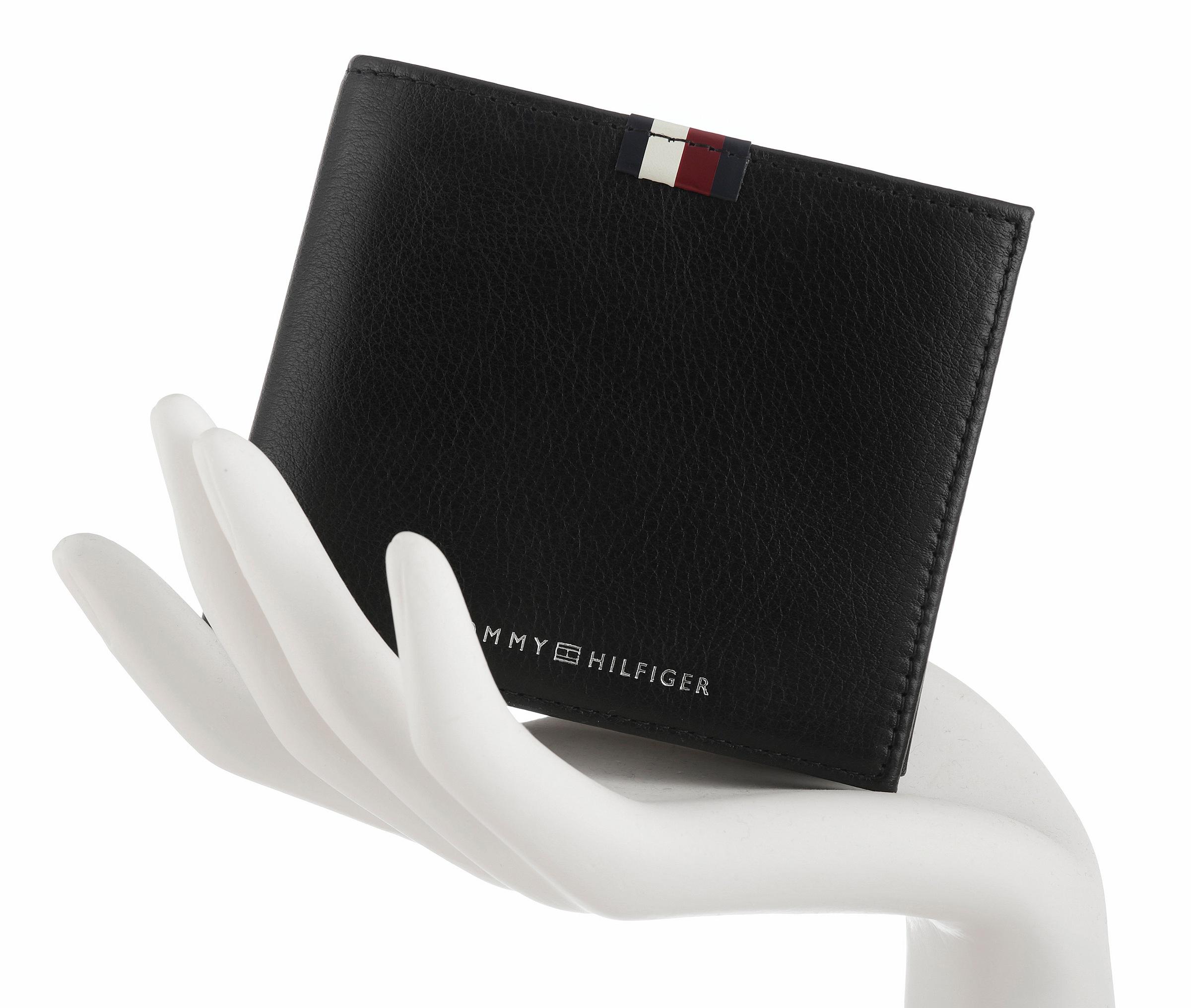 Tommy Hilfiger Geldbörse »TH PREM LEA CC FLAP AND COIN«, Men Geldbeutel, Portemmonnai mit Logo-Schriftzug und Logoflag