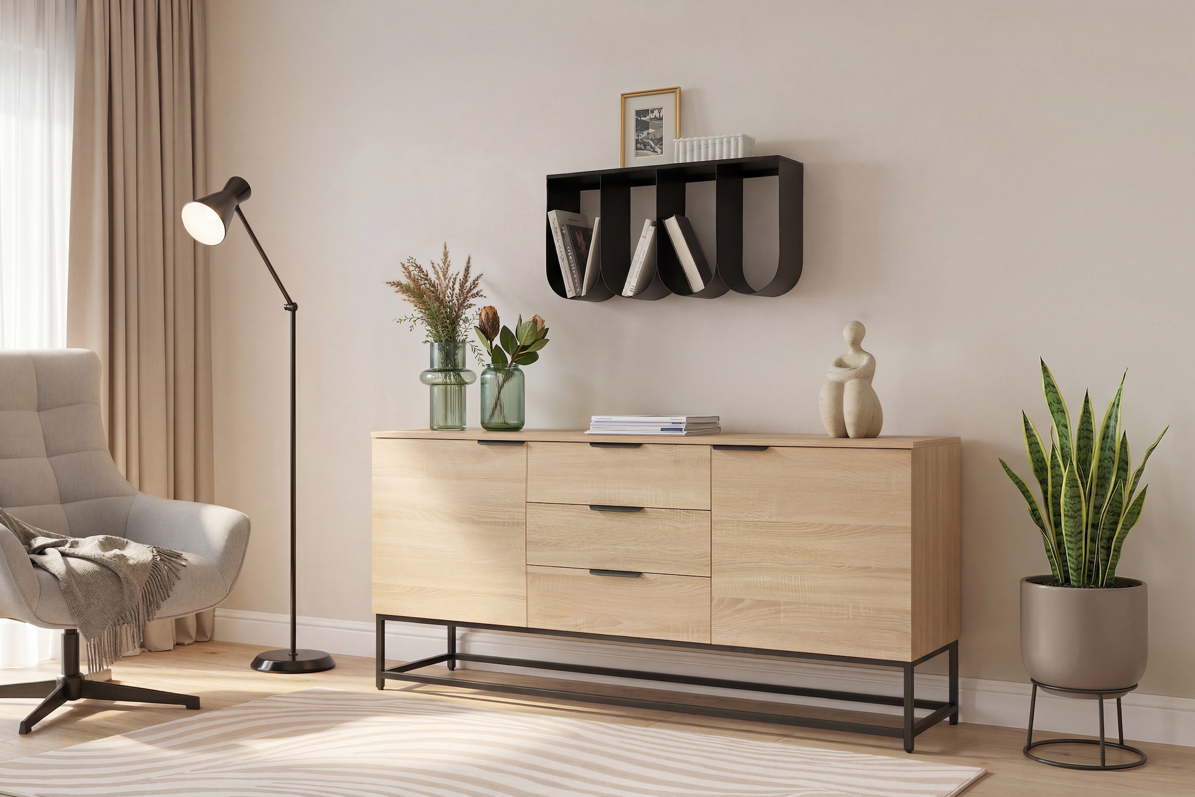 OTTO home Sideboard »Tayler« pflegeleichte Melaminoberfläche, Metallgestell, Breite 160 cm