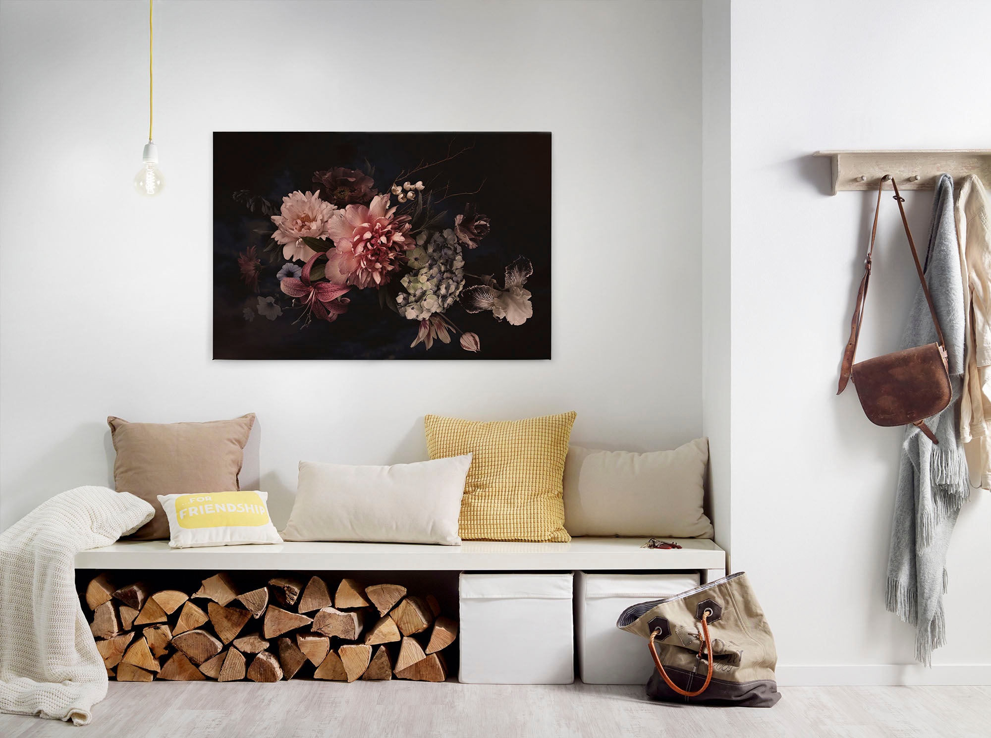 Bricoflor Canvas Bild Mit Herbstblumen In Schwarz Und Orange Vintage Leinwa günstig online kaufen