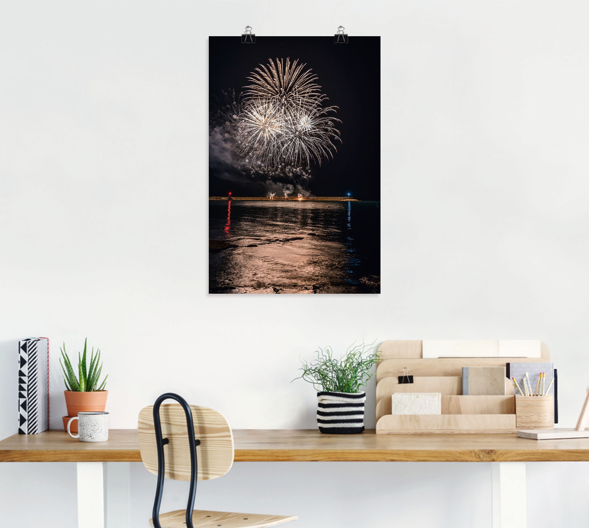 Artland Wandbild »Feuerwerk am Meer«, Himmelsbilder, (1 St.), als Alubild, Leinwandbild, Wandaufkleber oder Poster in versch. Größen