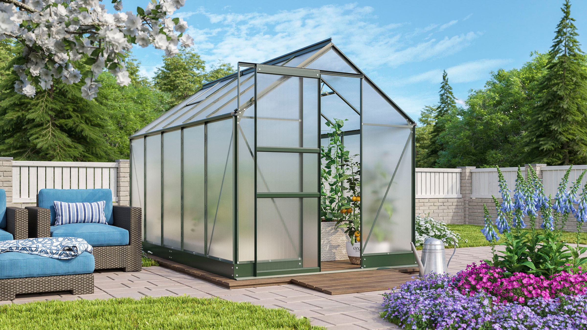 Vitavia Gewächshaus »Apollo 6200« Alu-Profile, Stahlfundamentrahmen, 4 mm Hohlkammerplatten