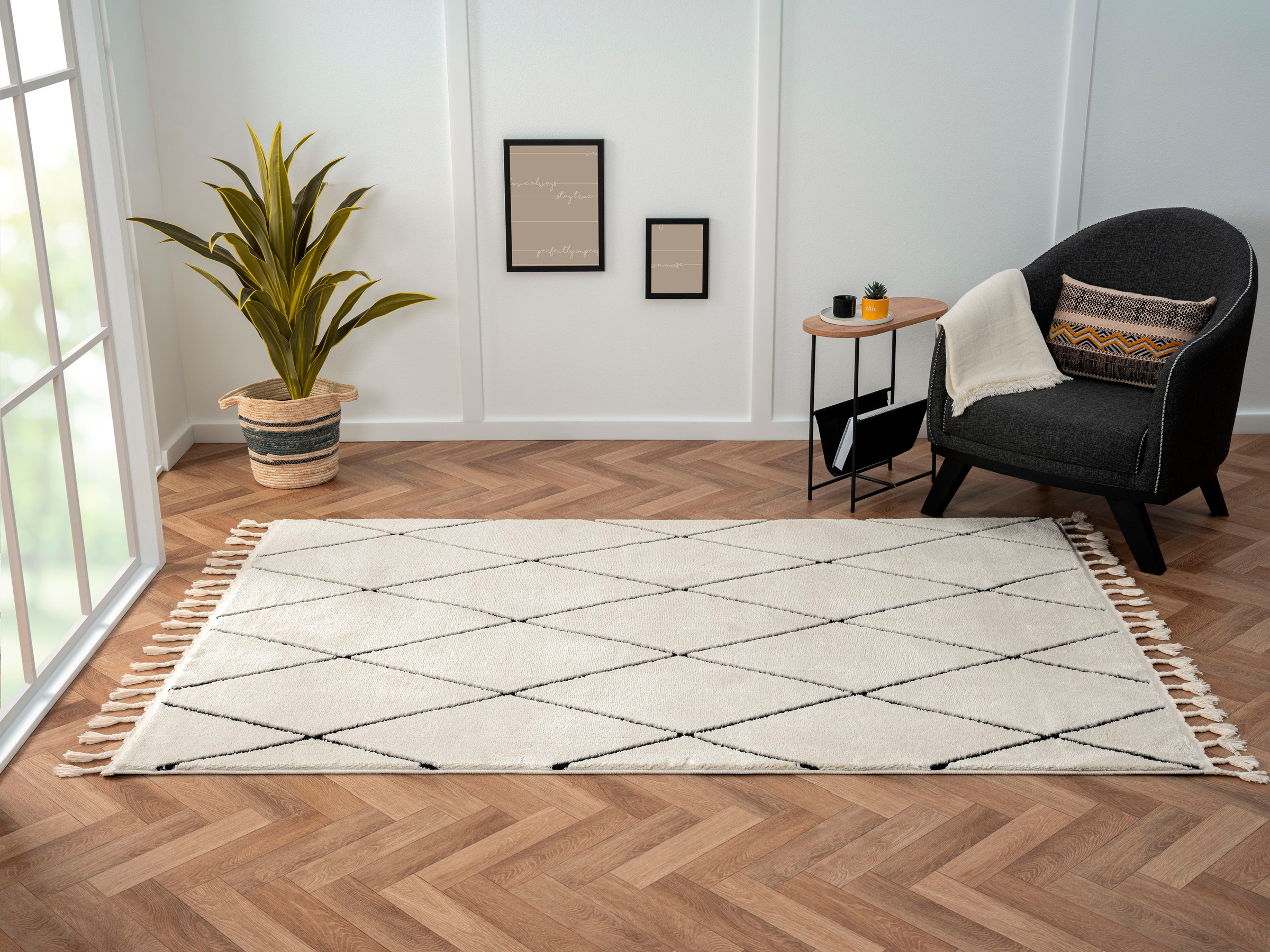Myflair Möbel & Accessoires Hochflor-Teppich »Moroccan Diamond«, rechteckig, 24 mm Höhe, modern, marokkanisches Design, Rauten Muster, weich durch Hochflor