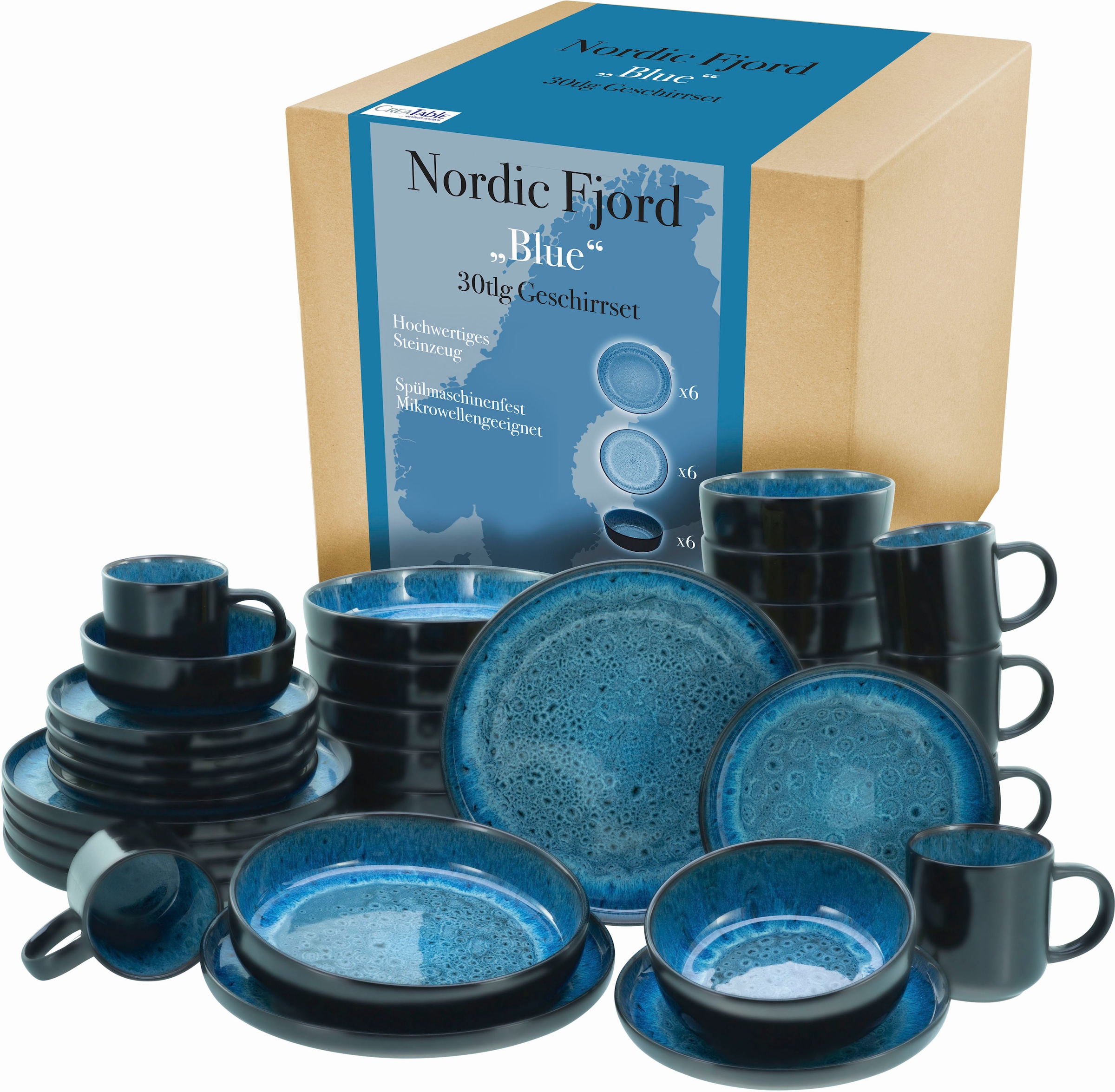 CreaTable Kombiservice »Nordic Fjord«, (Set, 30 tlg.), je 6 Speiseteller, S günstig online kaufen