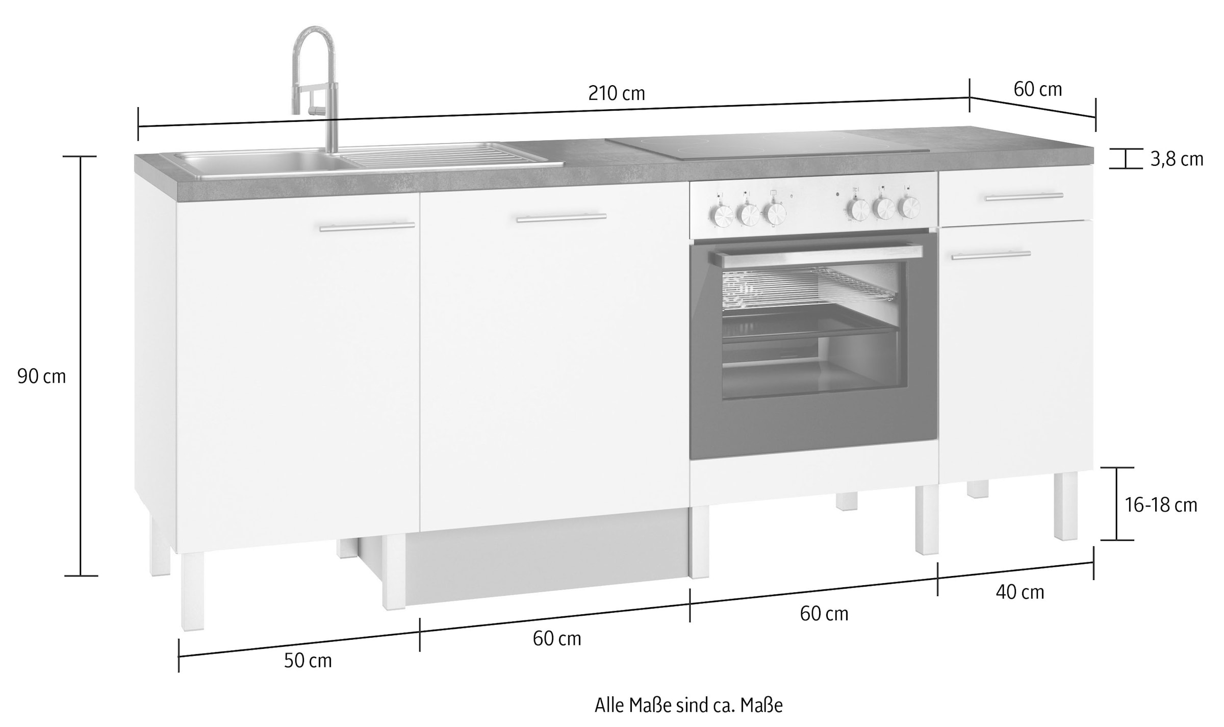 OPTIFIT Küche »Lilly«, Breite 210, wahlweise mit E-Geräten auf Rechnung  kaufen