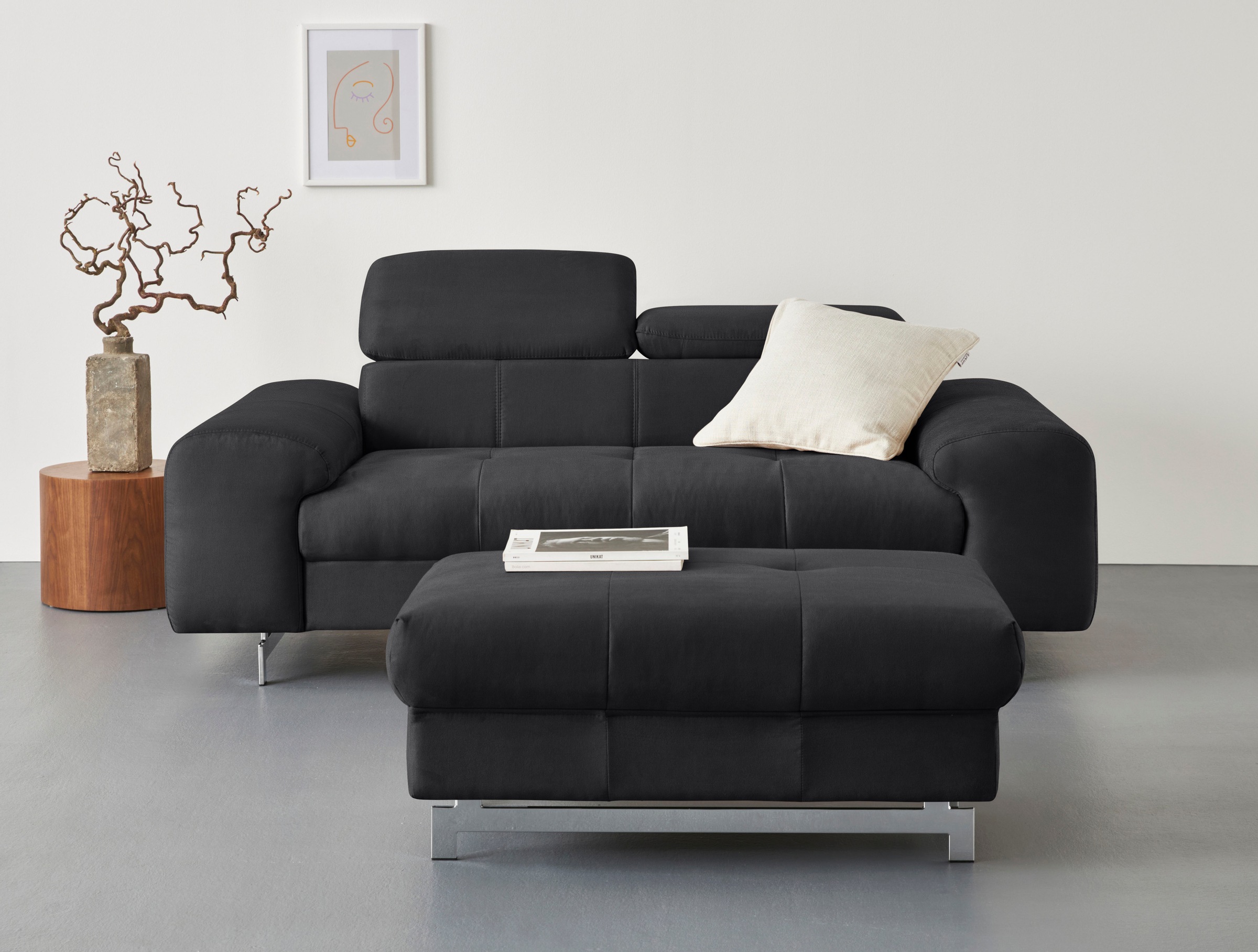 COTTA 2-Sitzer »Chef«, Big-Sofa mit Kopfteilverstellung, edle Metallkufen