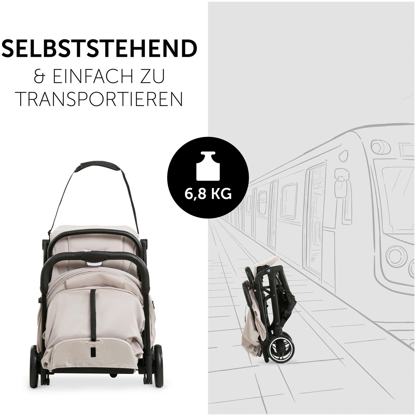 Hauck Kinder-Buggy »Travel N Care, beige«, 22 kg