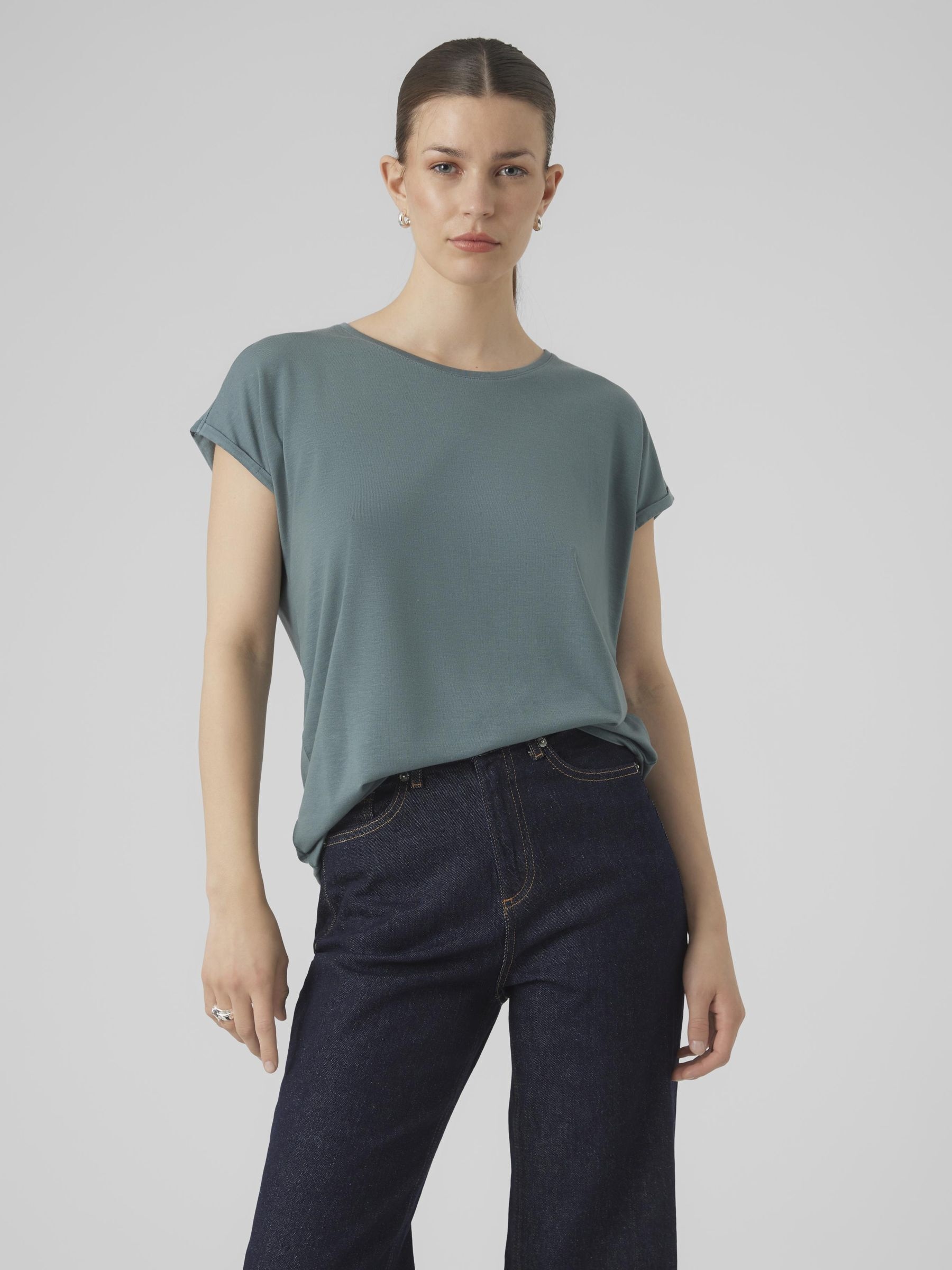 Vero Moda Rundhalsshirt »VMAVA PLAIN SS TOP GAJRS NOOS«