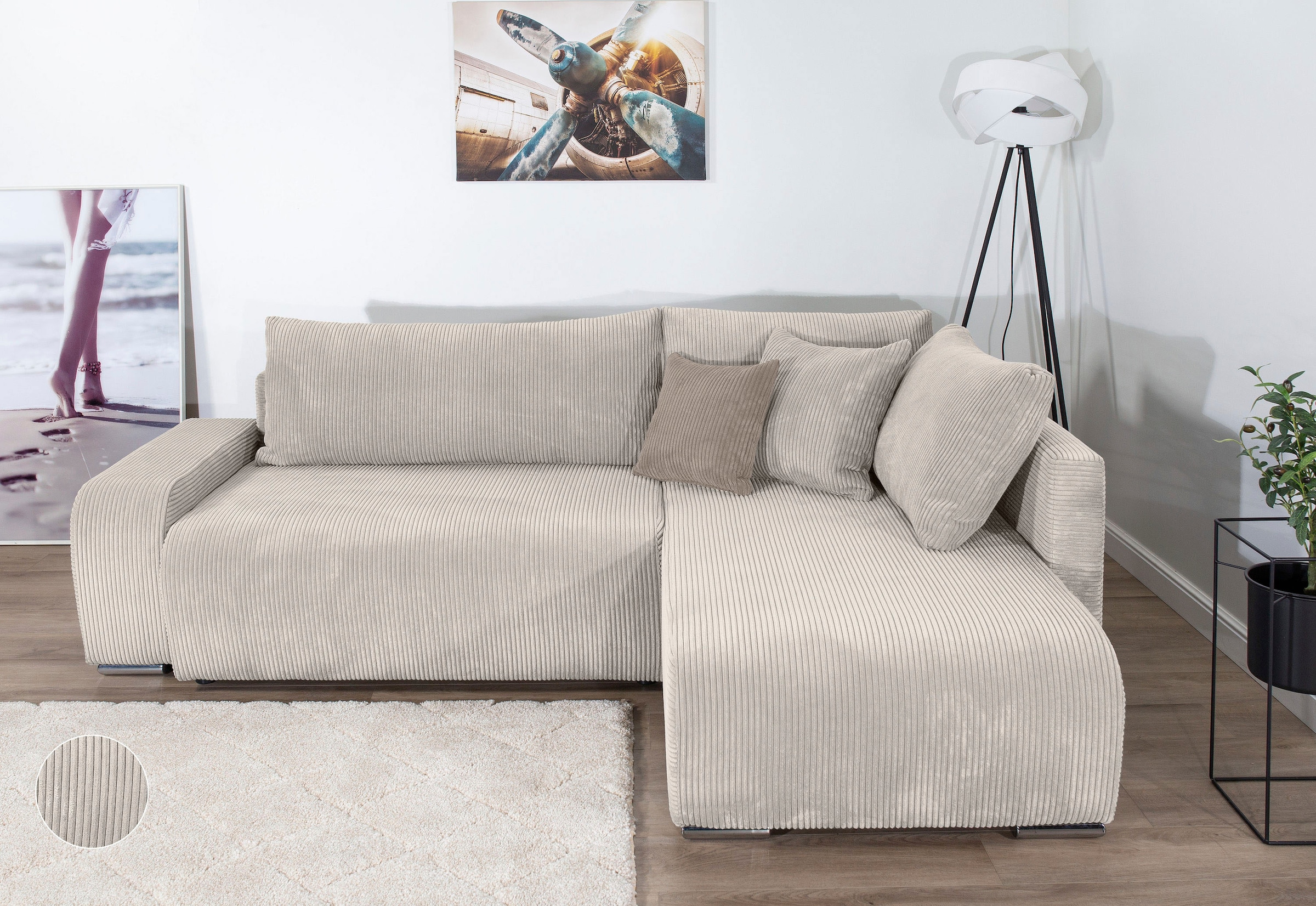 COLLECTION AB Ecksofa »Poppy, L-Form, Breite 227 cm mit Schlaffunktion« ink günstig online kaufen