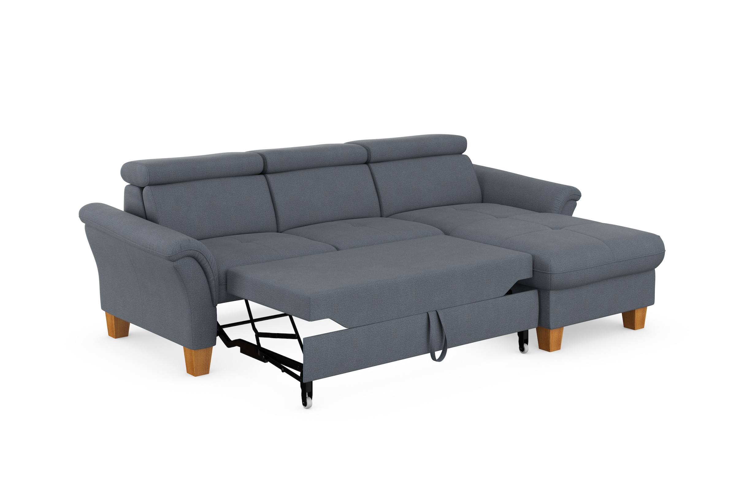 Home affaire Ecksofa »Lindgren L-Form«, wahlweise mit Bett mit klappbaren Rollen, Kasten und Kopfverstellung