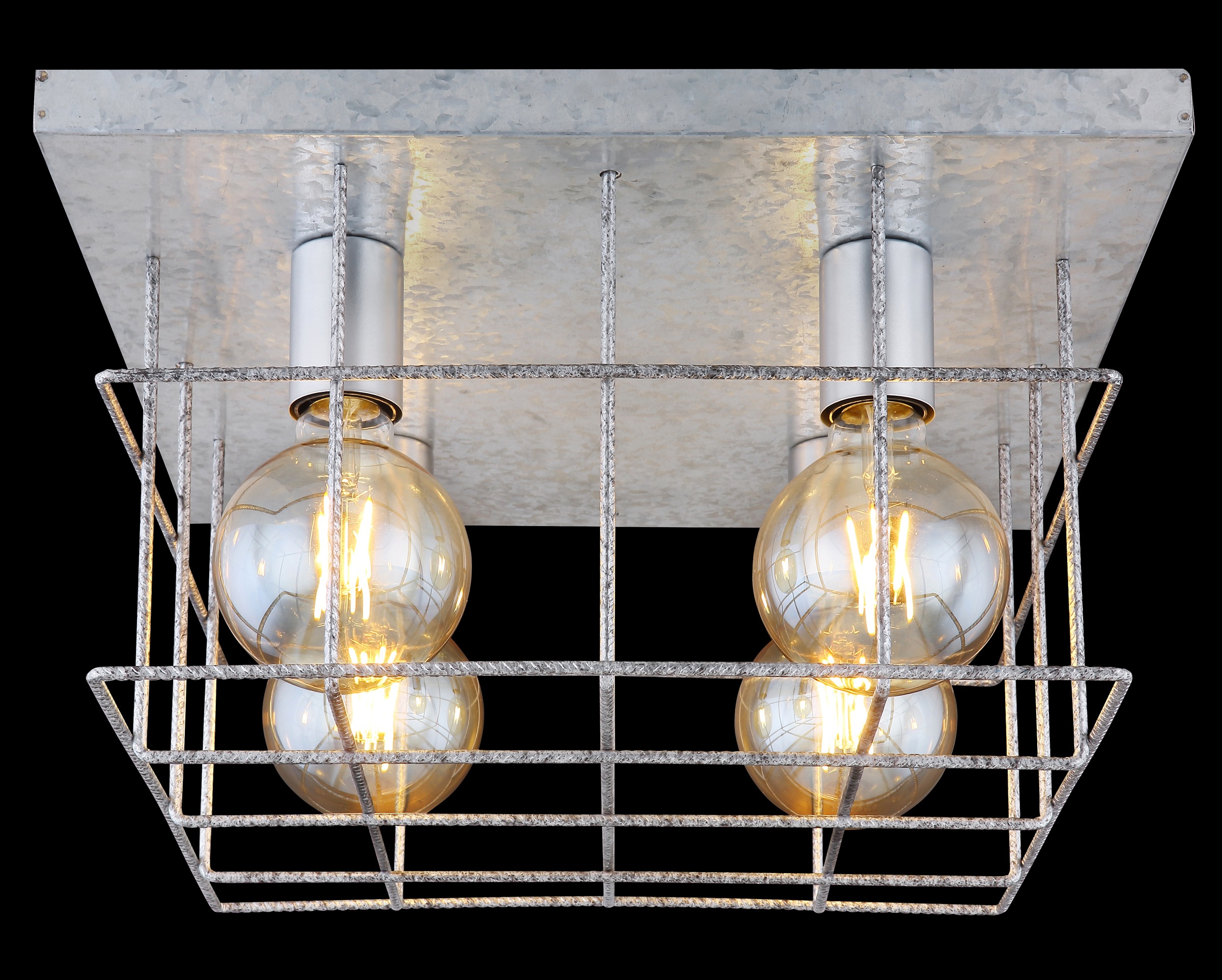 GLOBO LIGHTING Deckenleuchte »MERRIL« E27 1 Stk. Zinkfarbene Deckenleuchte mit Käfig aus Betonstahl-Gitter