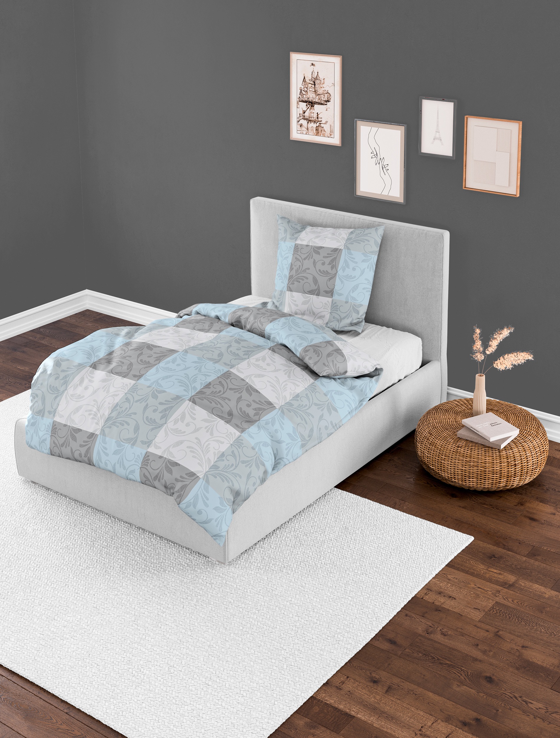 BIERBAUM Bettwäsche »3092« 2 Stk. tlg. Biber, 100 % Baumwolle, pflegeleicht, kuschelig weich