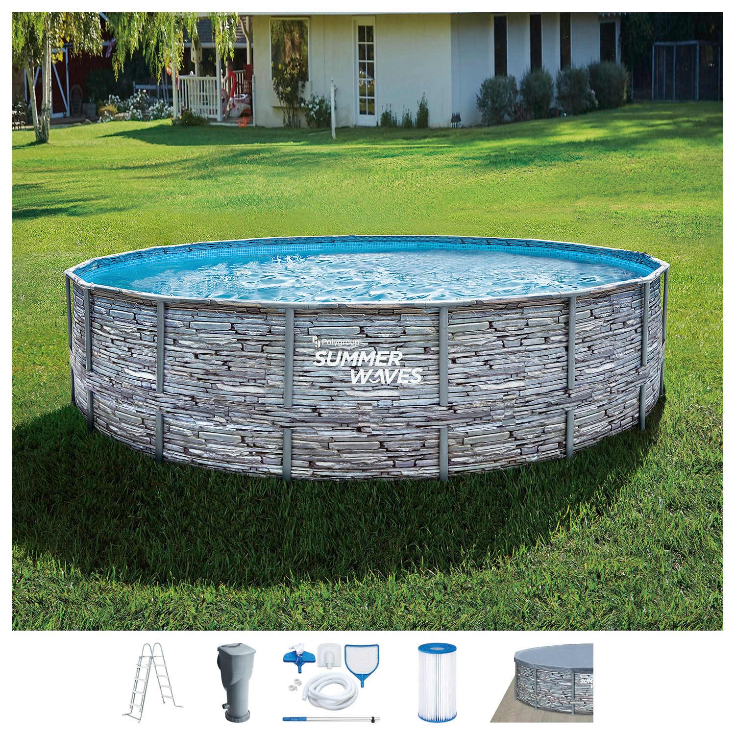 SummerWaves Framepool »Elite Frame«, (Set, 8 tlg.), ØxH: 549x132 cm