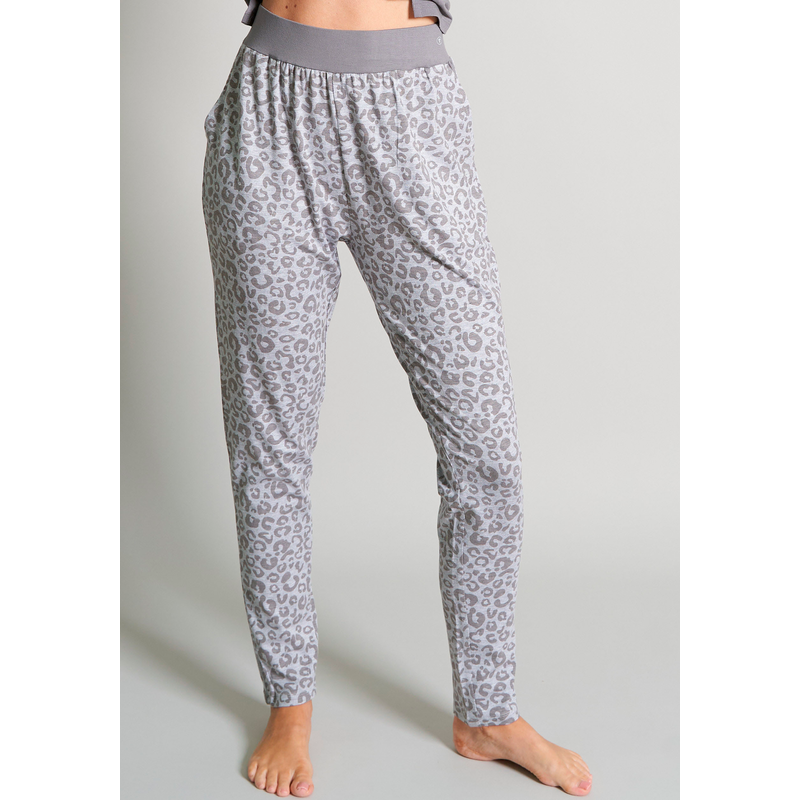 TOM TAILOR Loungehose »Victoria« mit Print, locker, breiter Bund, bequem, atmungsaktiv, Viskosemix grau-mittel-Allover 42 (XL) - N-Gr N-Gr 42 (XL)...
