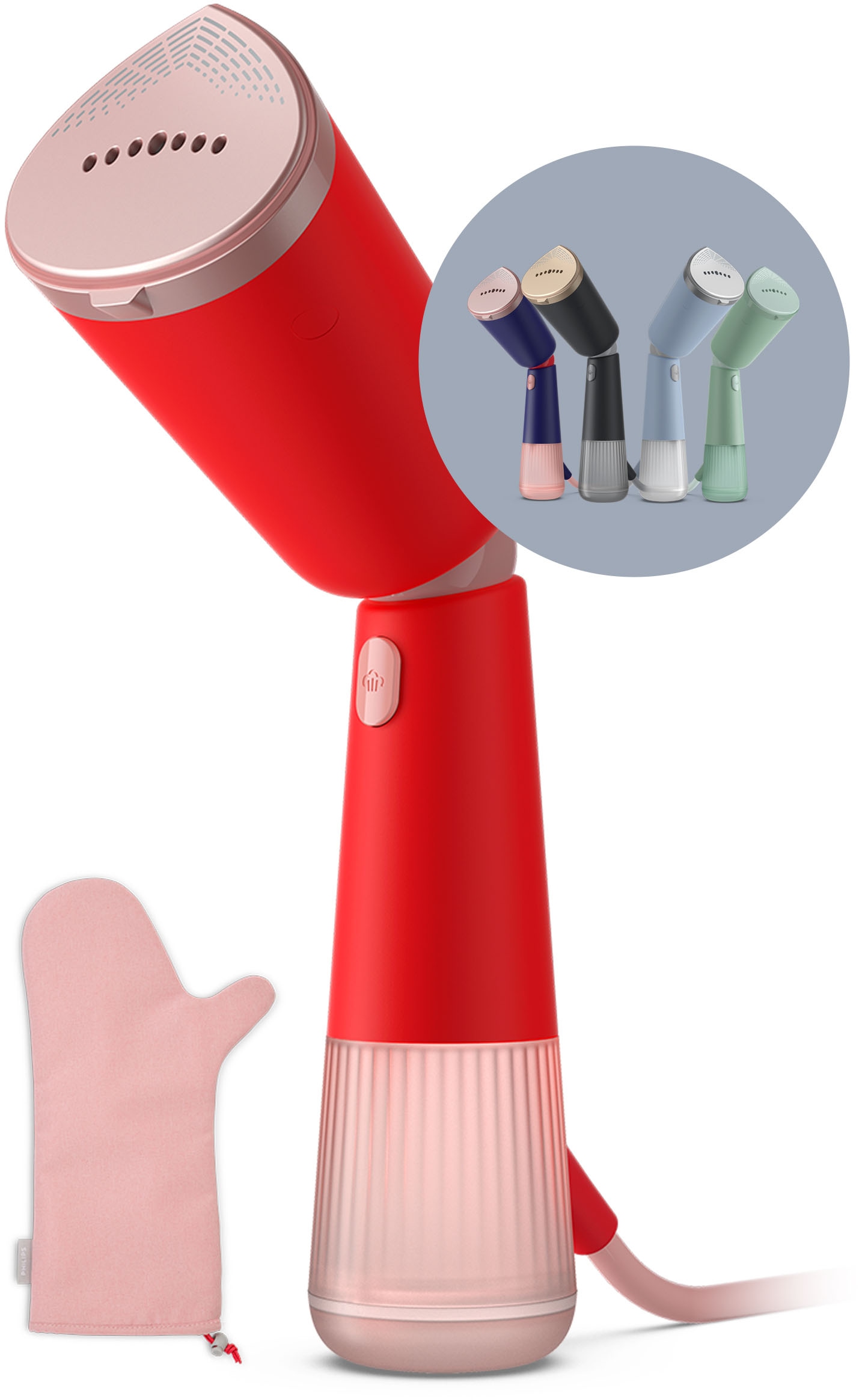 Philips Dampfbürste »STH5020 "Styler", 120 ml abnehmbarer Wassertank, Metallplatte«, 1400 W, Steamer im schlanken Design, 2-in-1 Handschuh und Tasche inkl.