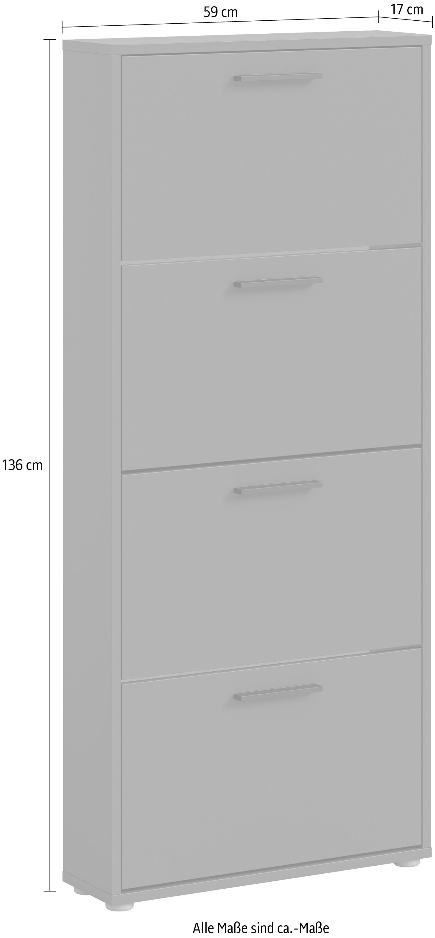 HBZ Schuhkommode »Sam Schuhkipper, Schuhschrank BxHxT 59x136x17 cm«, (1 St.), mit 4 Klappen