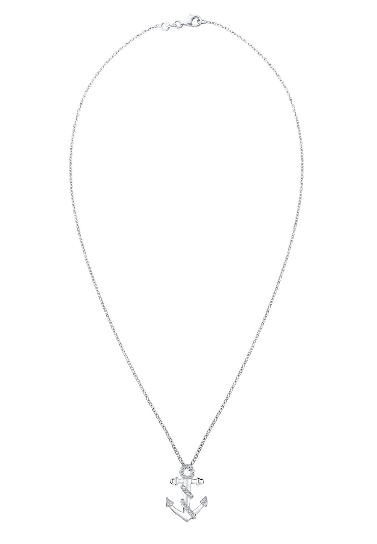 Elli Collierkettchen »Anker Glas Kristalle Weiß 925 Sterling Silber«
