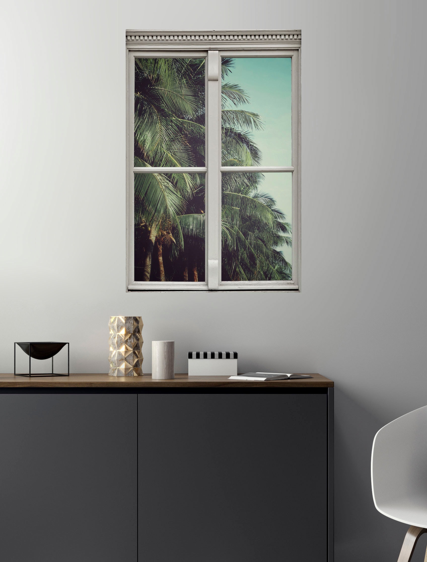 queence Wandsticker »Palmen«, Wandsticker, Wandbild, selbstklebend, 3D, Fenster