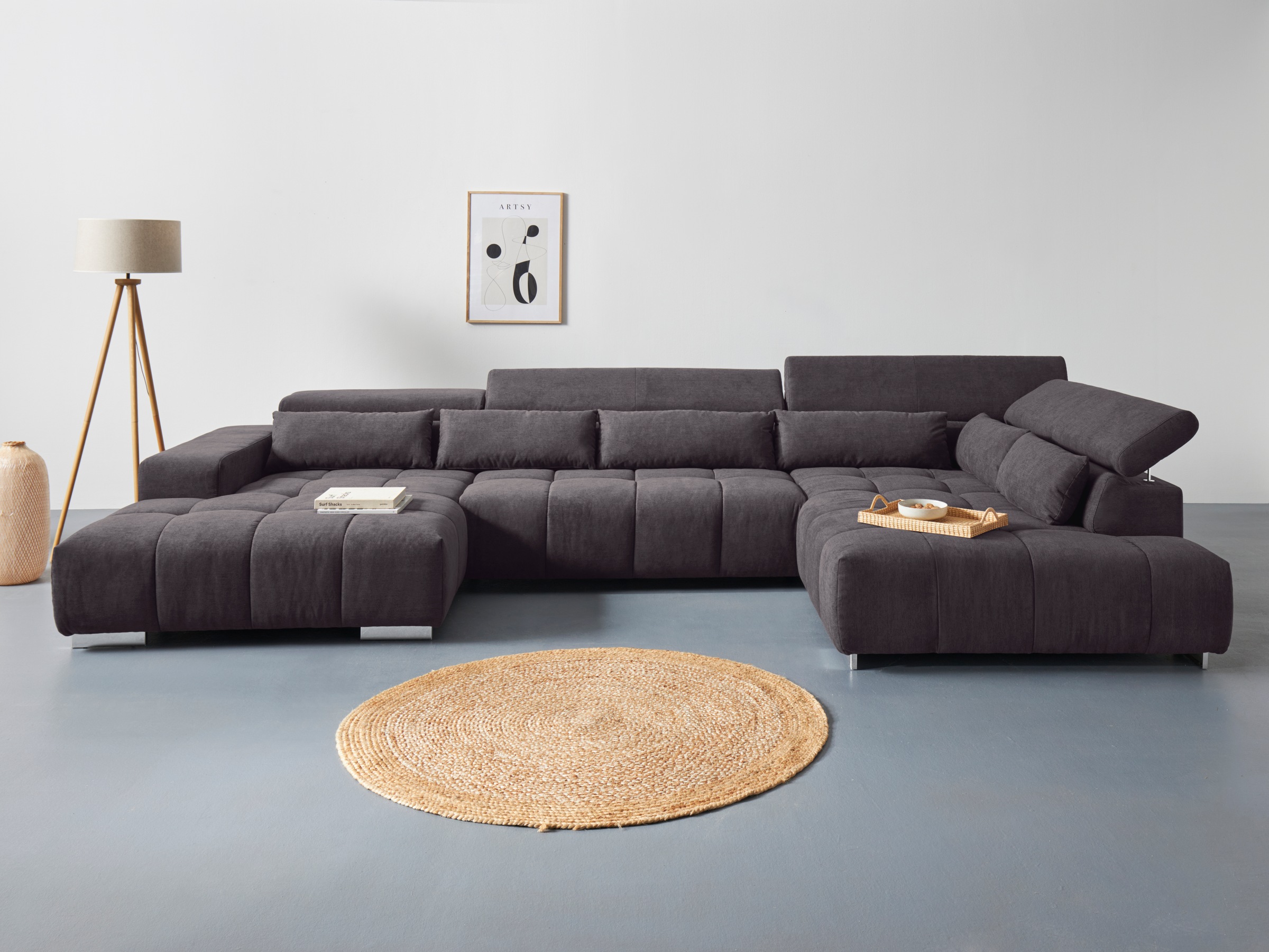 COTTA Wohnlandschaft "Orion U-Form", mit Kopfteilverstellung & 6 Nierenkiss günstig online kaufen