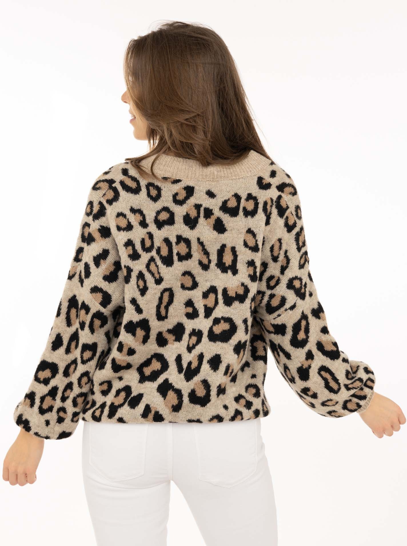 Zwillingsherz Strickjacke »"Big Leo"« One Size, Animal-Muster, Langarm, Knöpfe, tiefer V-Ausschnitt