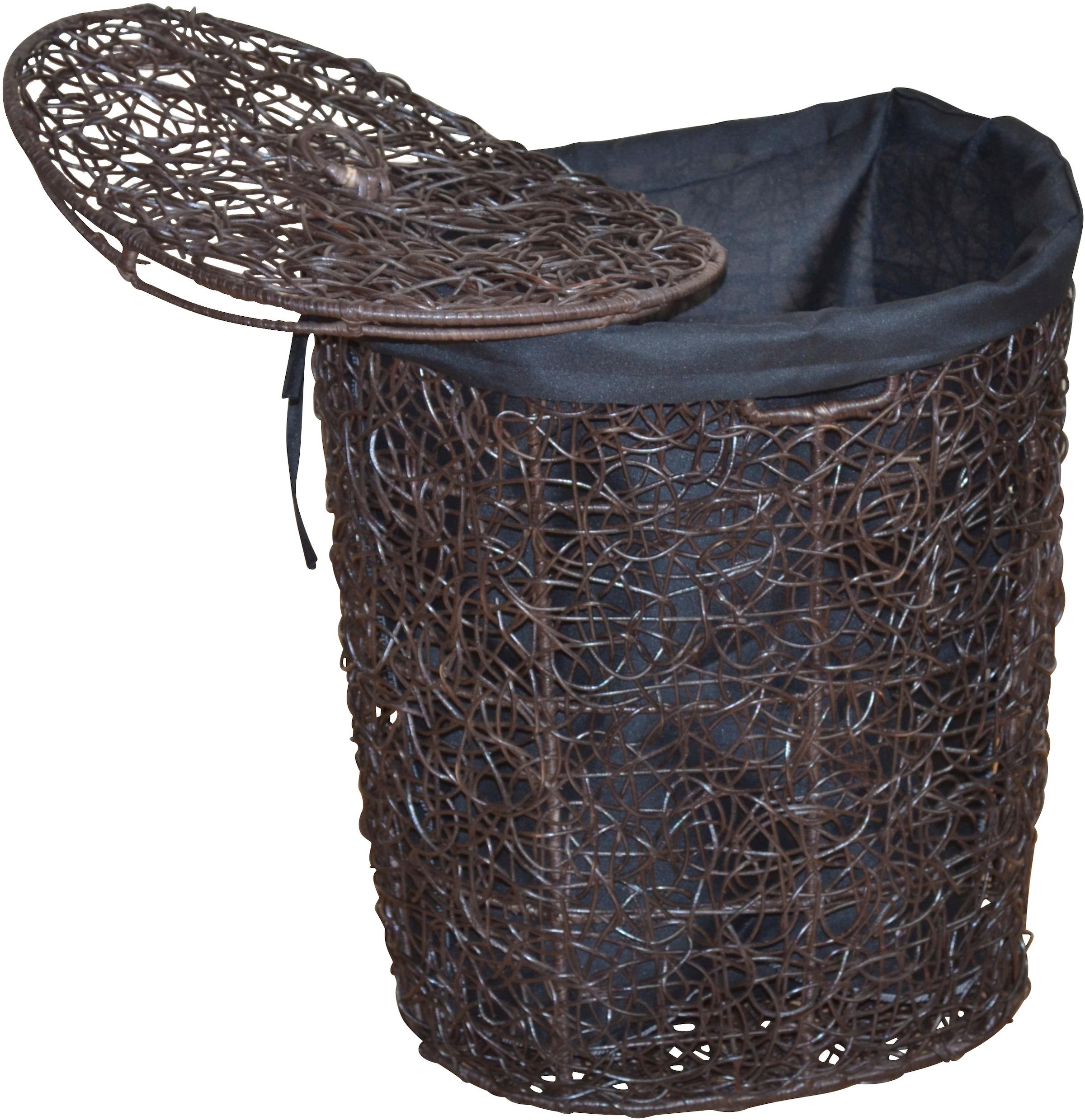 Home affaire Wäschekorb, Rattan-Geflecht, mit Stoffeinsatz und Deckel, Höhe  62 cm online kaufen