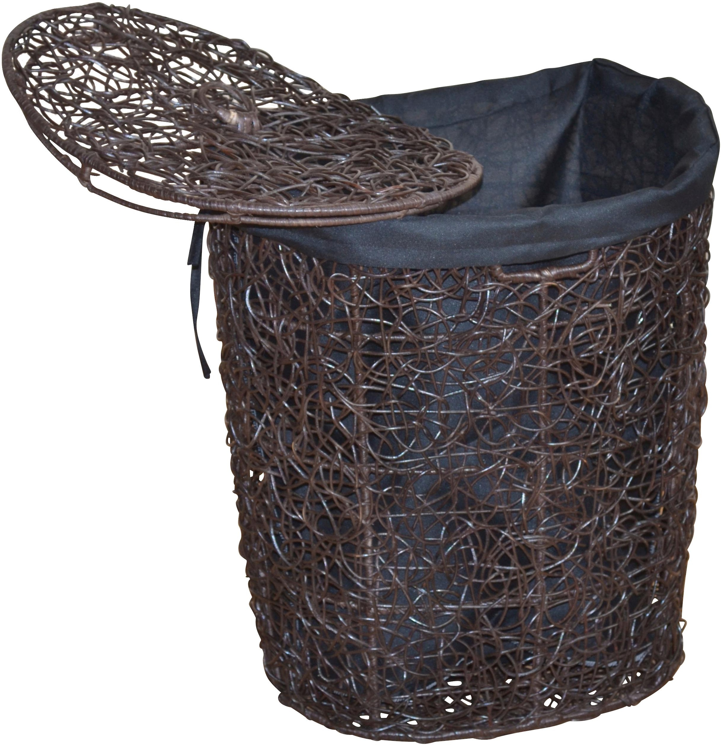 my home Wäschekorb, Rattan-Geflecht, mit Stoffeinsatz und Deckel, Höhe 62 c günstig online kaufen