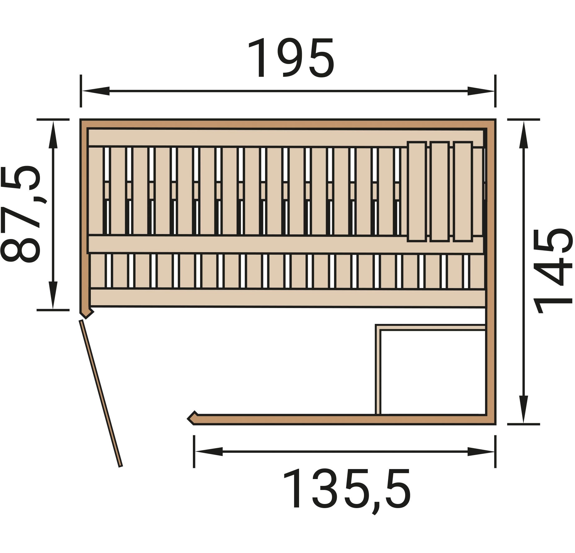 weka Sauna »Design-Sauna KEMI« Blockbohlen, vorgefertigte Elemente, moderne Ganzglastür
