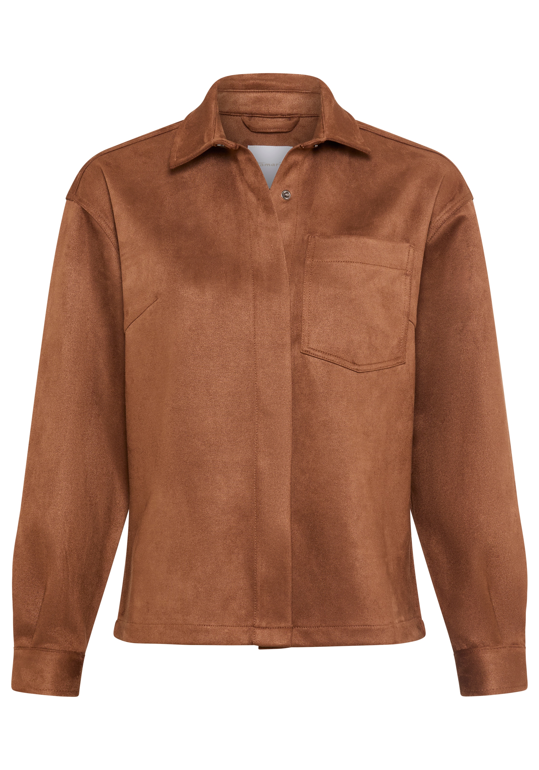 Tamaris Lederimitatjacke »aus weichem Veloursleder-Imitat« hüftbedeckende Länge, mit Knopfleiste