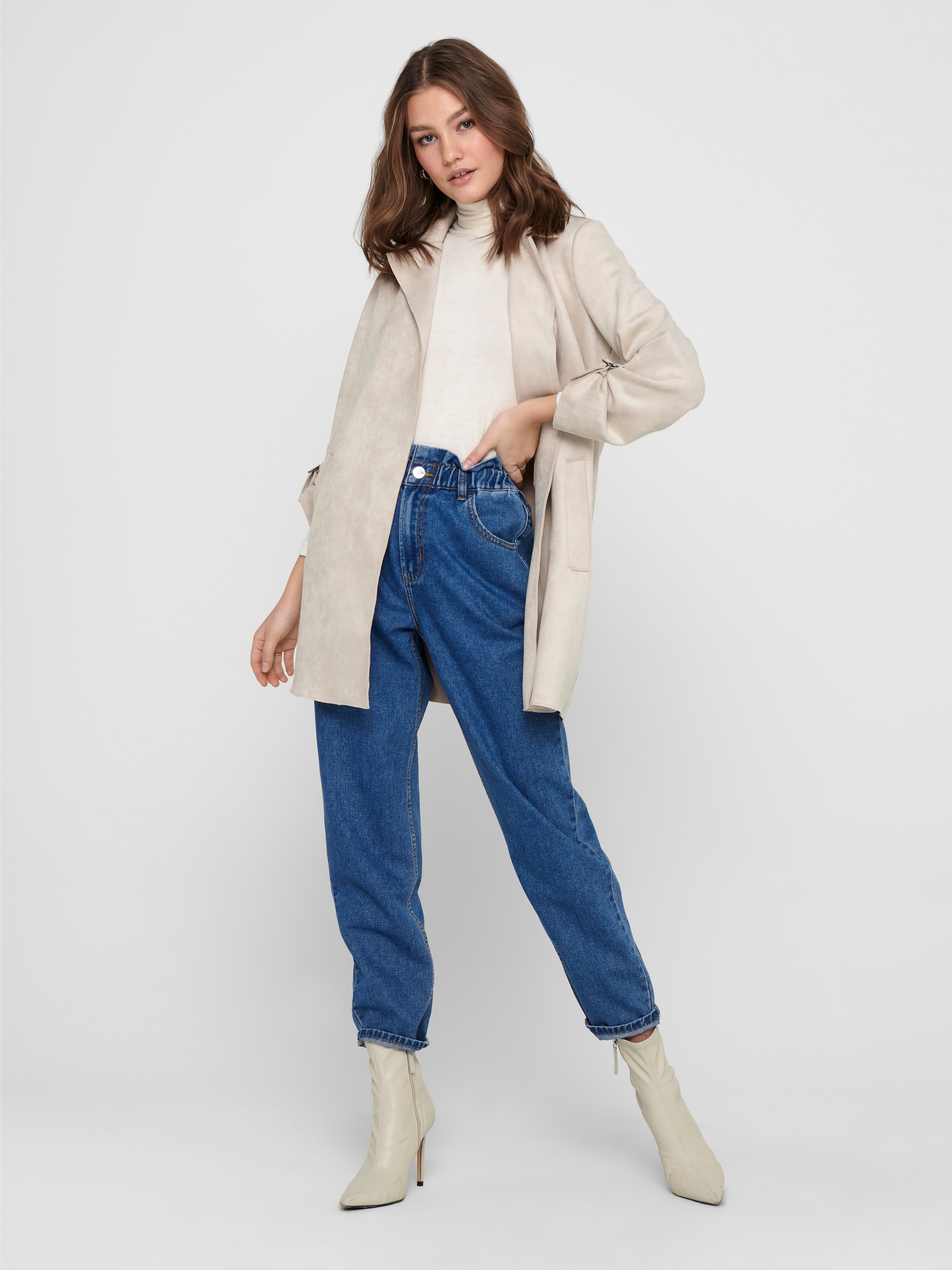 ONLY Langjacke »ONLJOLINE FAUX SUEDE COAT LIFE CC OTW« mit Reverskragen, weiches Wildlederimitat