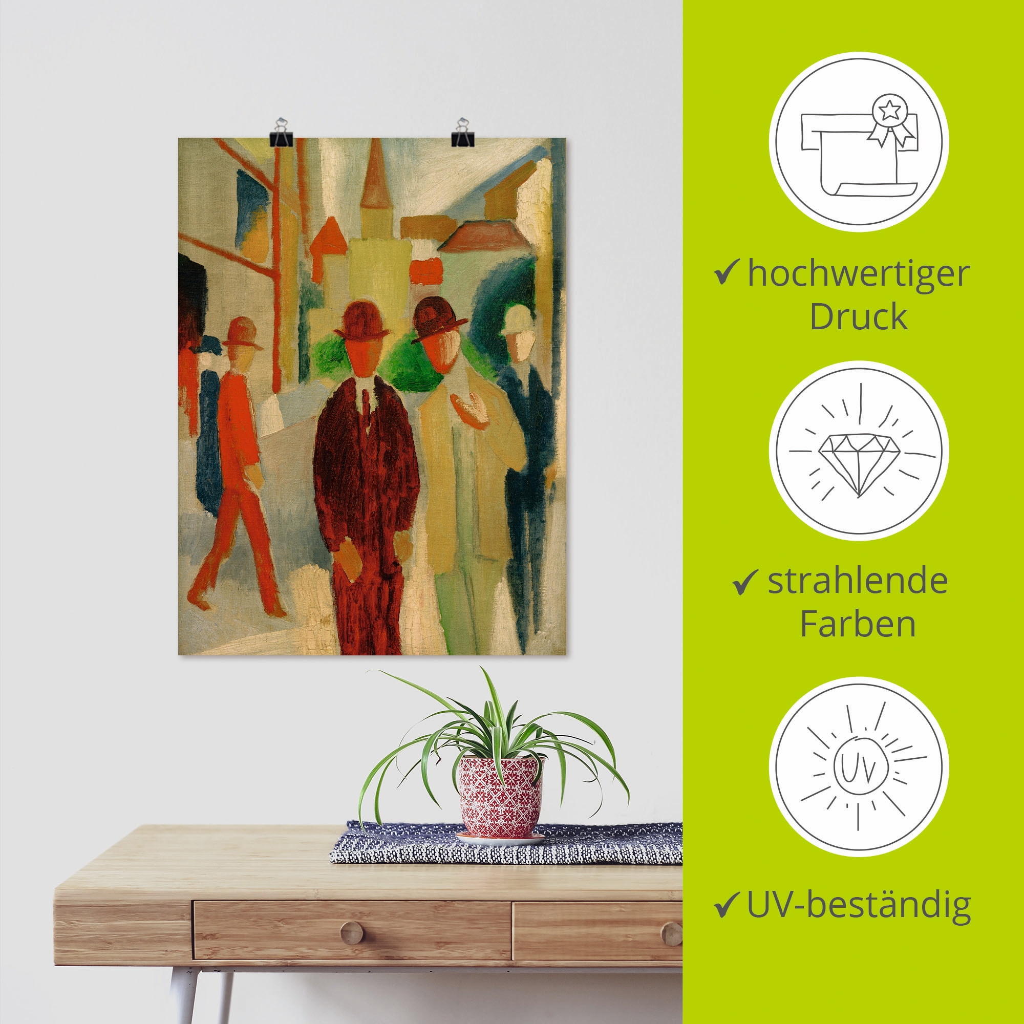 Artland Kunstdruck »Helle Straße mit Leuten«, Gruppen & Familien, (1 St.), als Leinwandbild, Wandaufkleber oder Poster in versch. Größen