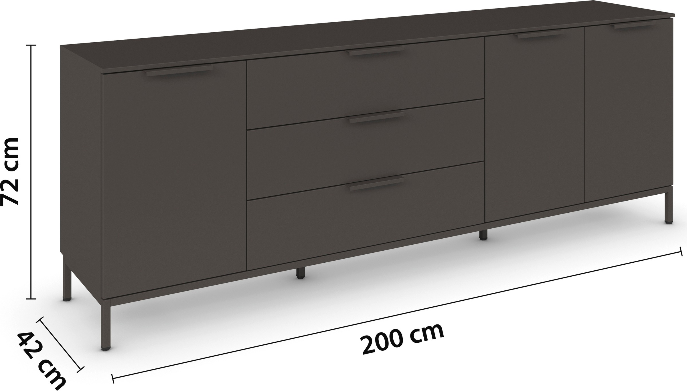 rauch Kombikommode »Kommode Türkommode Sideboard Kombikommode FLIPP«, (Breite 200 cm mit 2 Einlegeböden), 3-türig mit 3 Schubladen und Soft-Close-Funktion