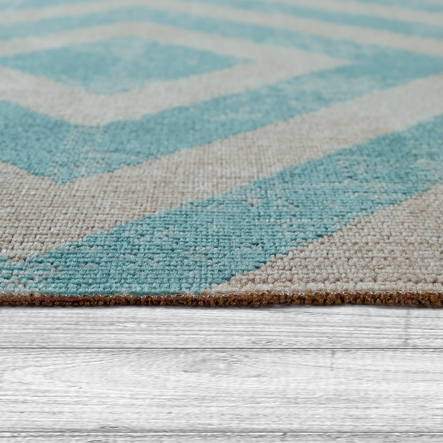 Paco Home Teppich »Poco 821«, rechteckig, 6 mm Höhe, Kurzflor, Rauten Design, mit Fransen, In- und Outdoor geeignet