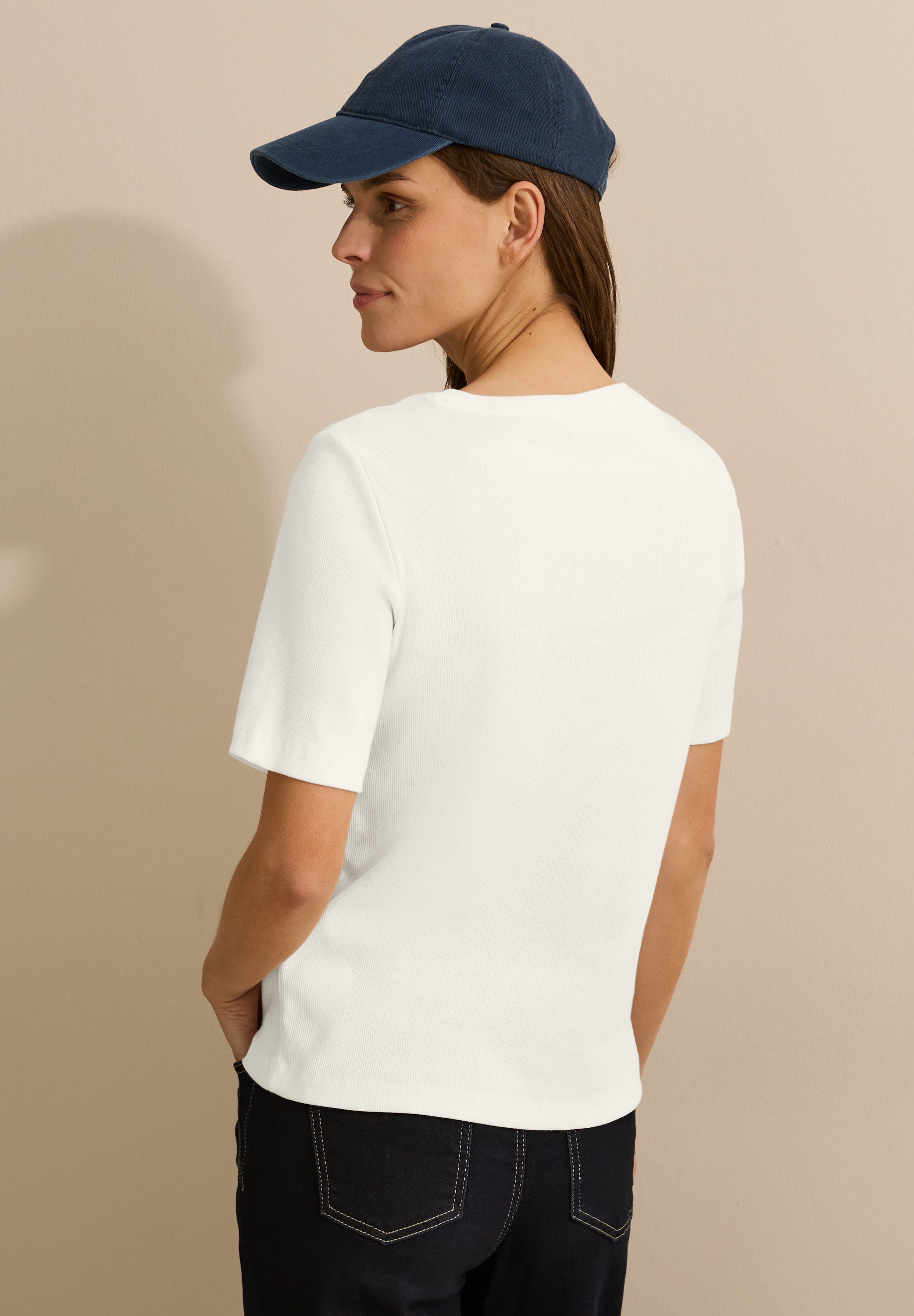 Cecil T-Shirt, mit feiner Ripp Struktur